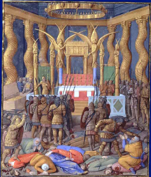 Pompey enters the Jerusalem Temple. Painting by Jean Fouquet