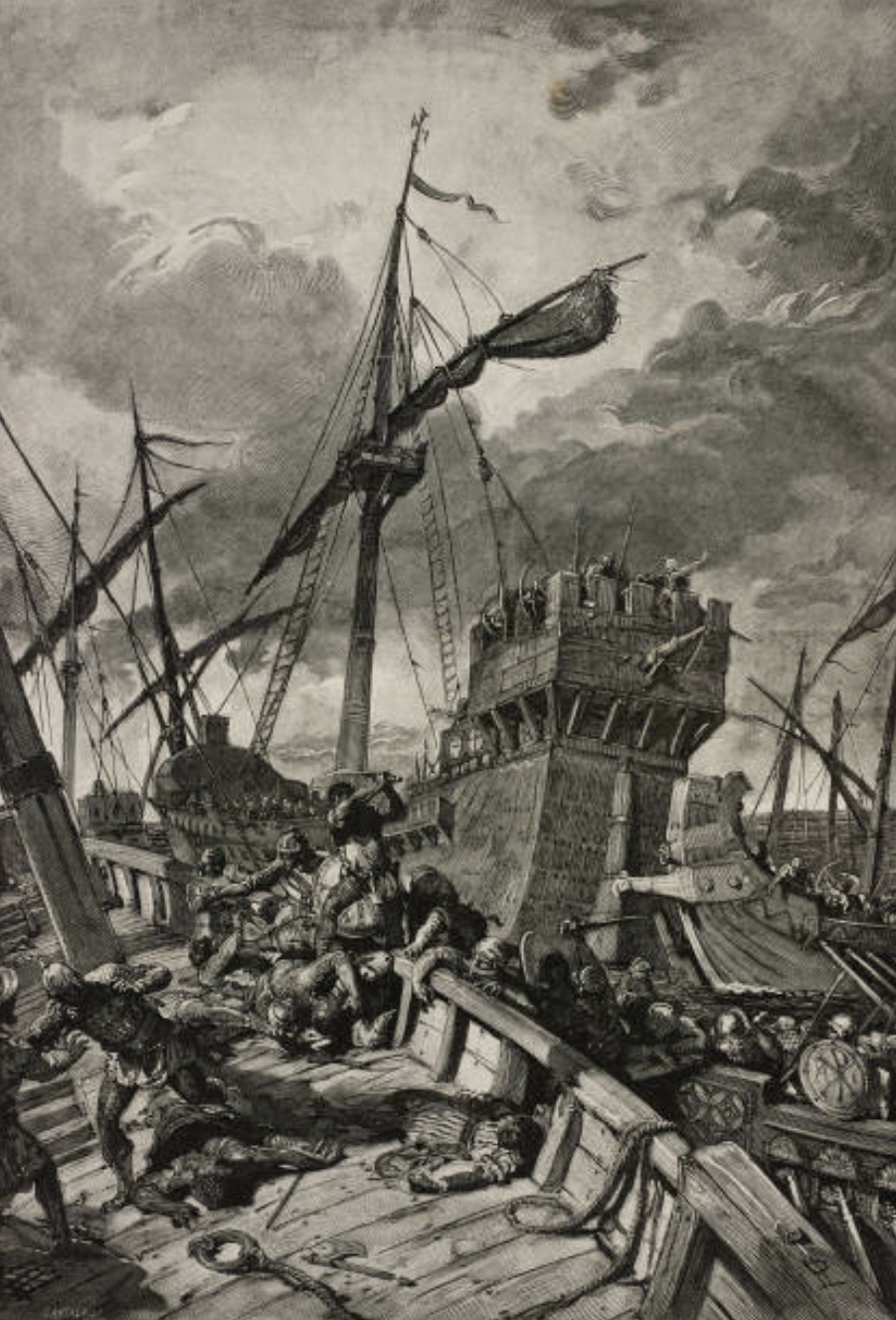 The Italian ships routing the Saracen ships off the coast of Ostia