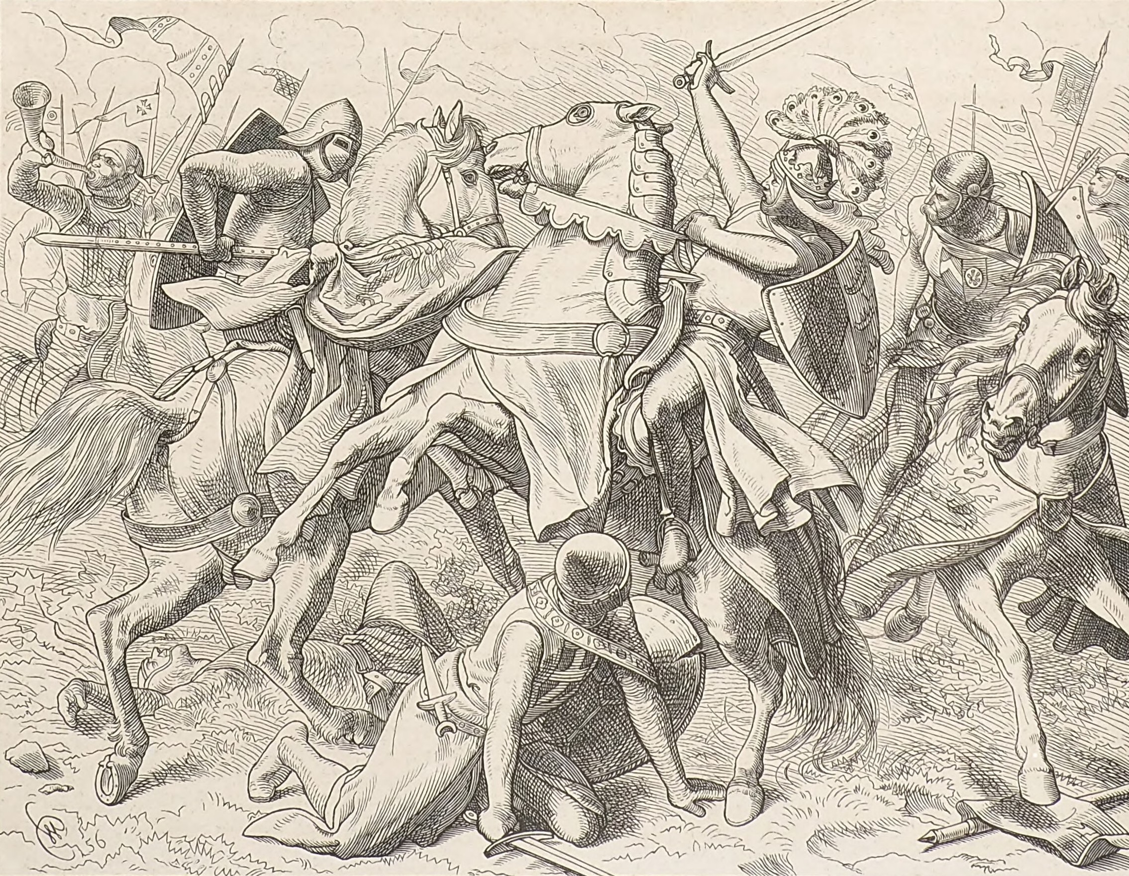Rudolph of Schwabia killed in the battle of Merseburg (Battle on the Elster)