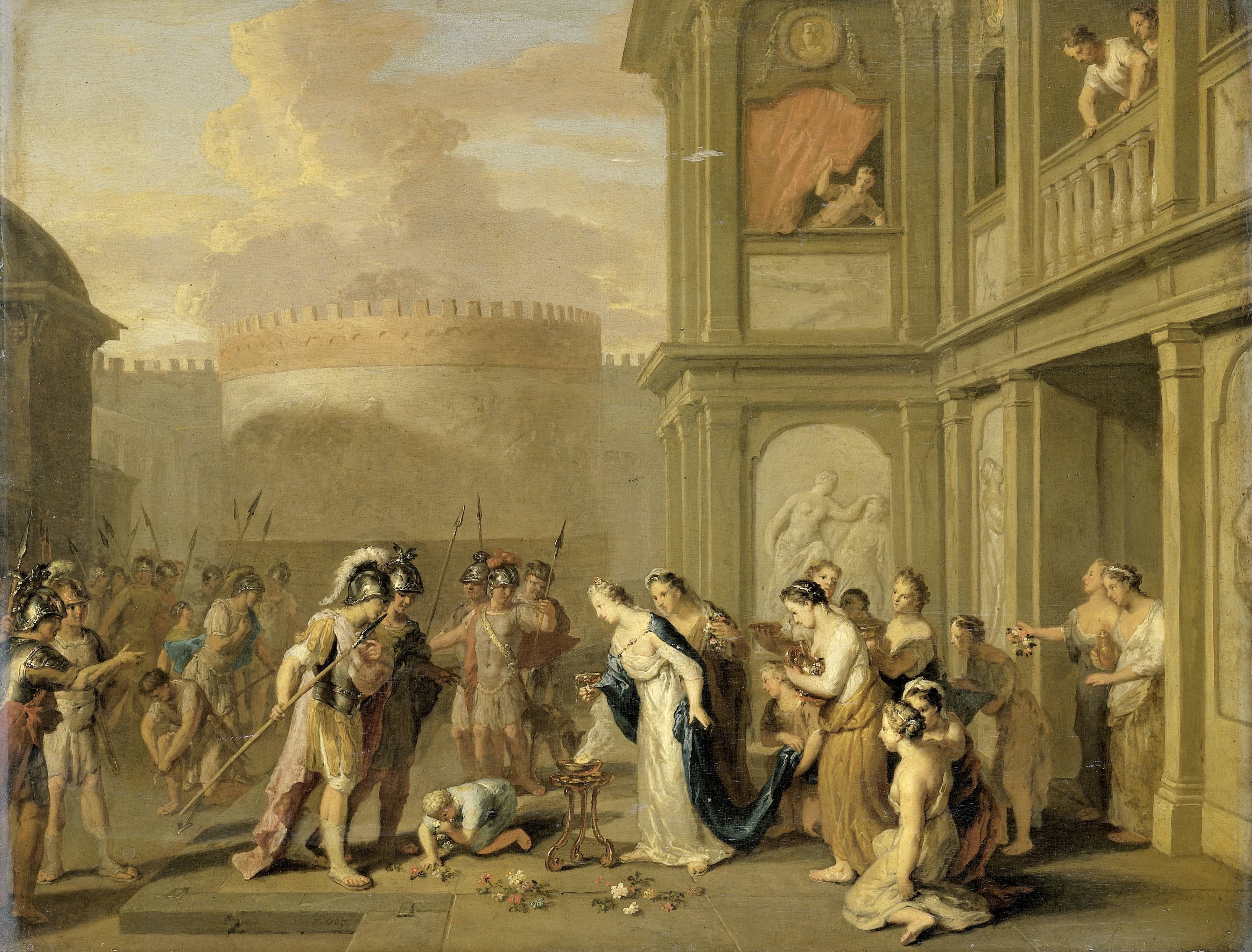 Queen Cleophis Offering Wine to Alexander the Great after his Conquest of MazakaGerard Hoet (I)