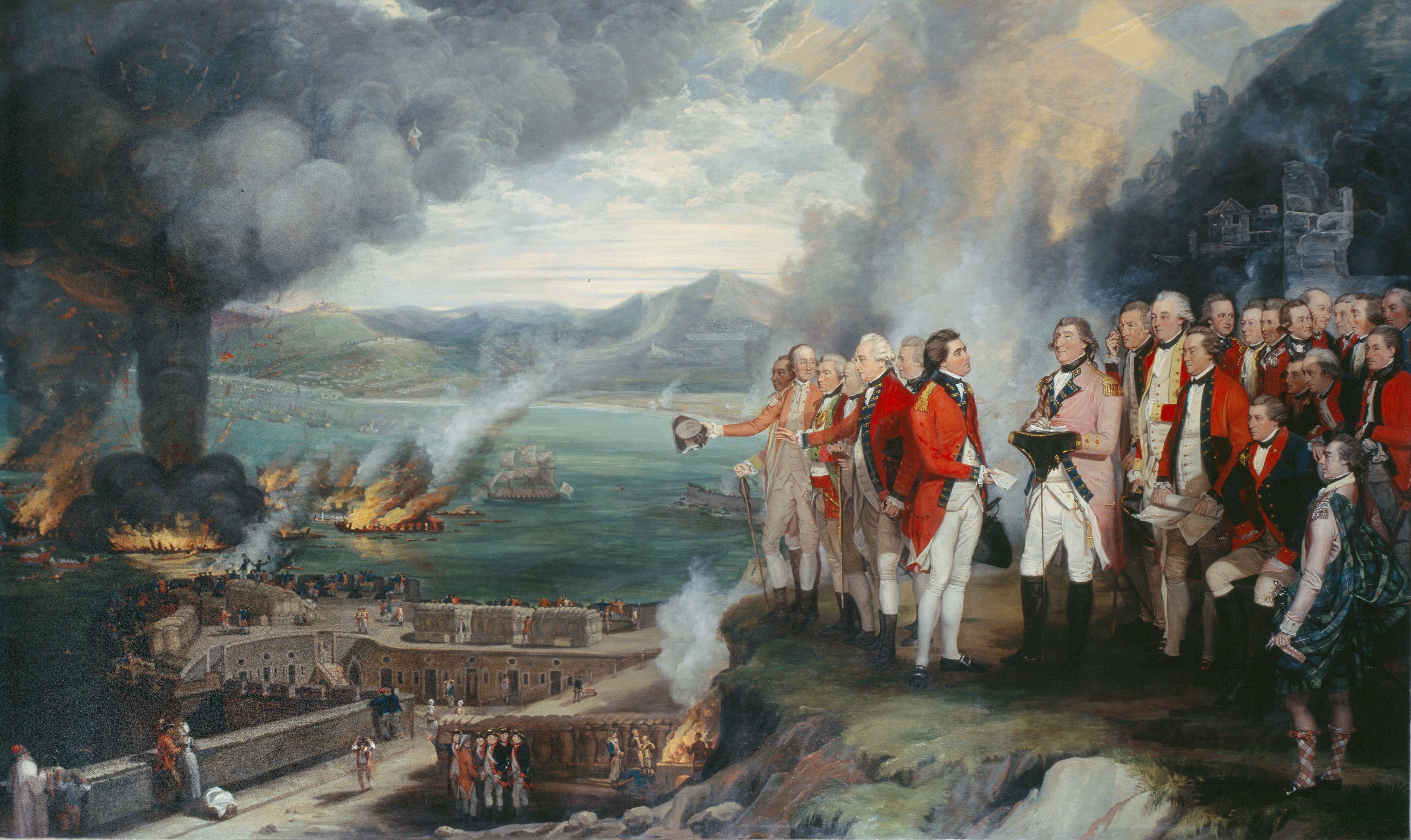 General Eliott and his Officers observing the destruction of the Floating batteries, Gibraltar, 14 September
