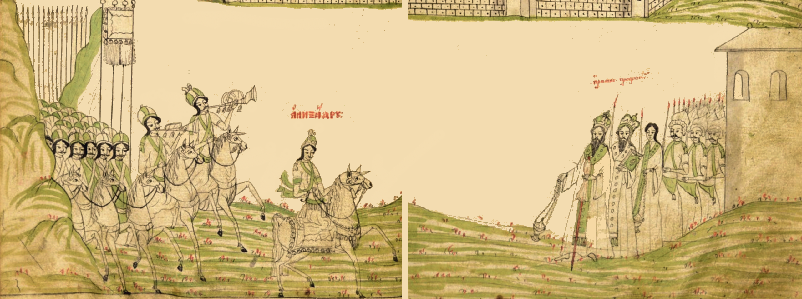 Jeremiah greeting Alexander the Great outside Jerusalem, scene from Alexăndria