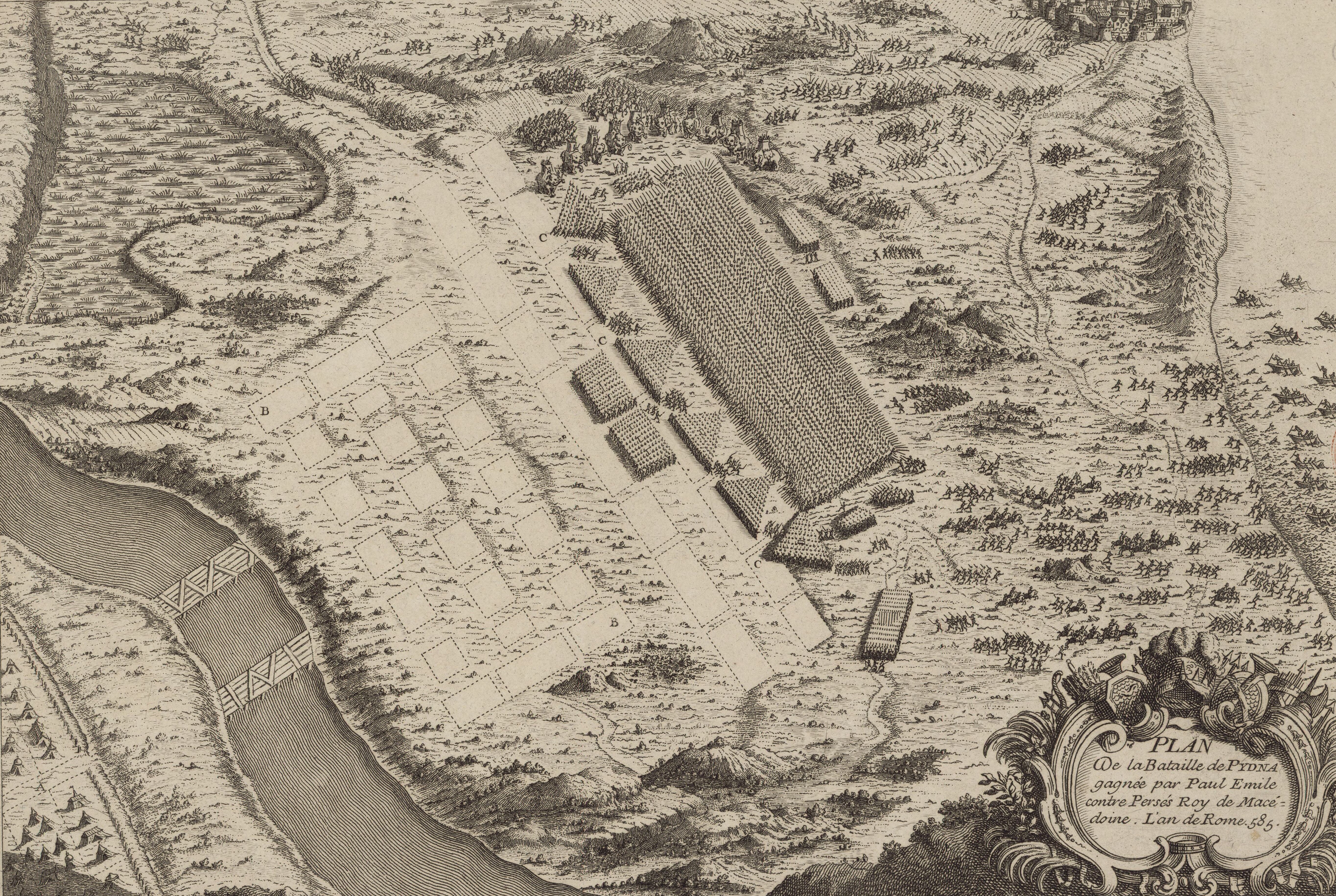 Battle plan of Pydna won by Paulus Aemilius against Perseus, king of Macedon