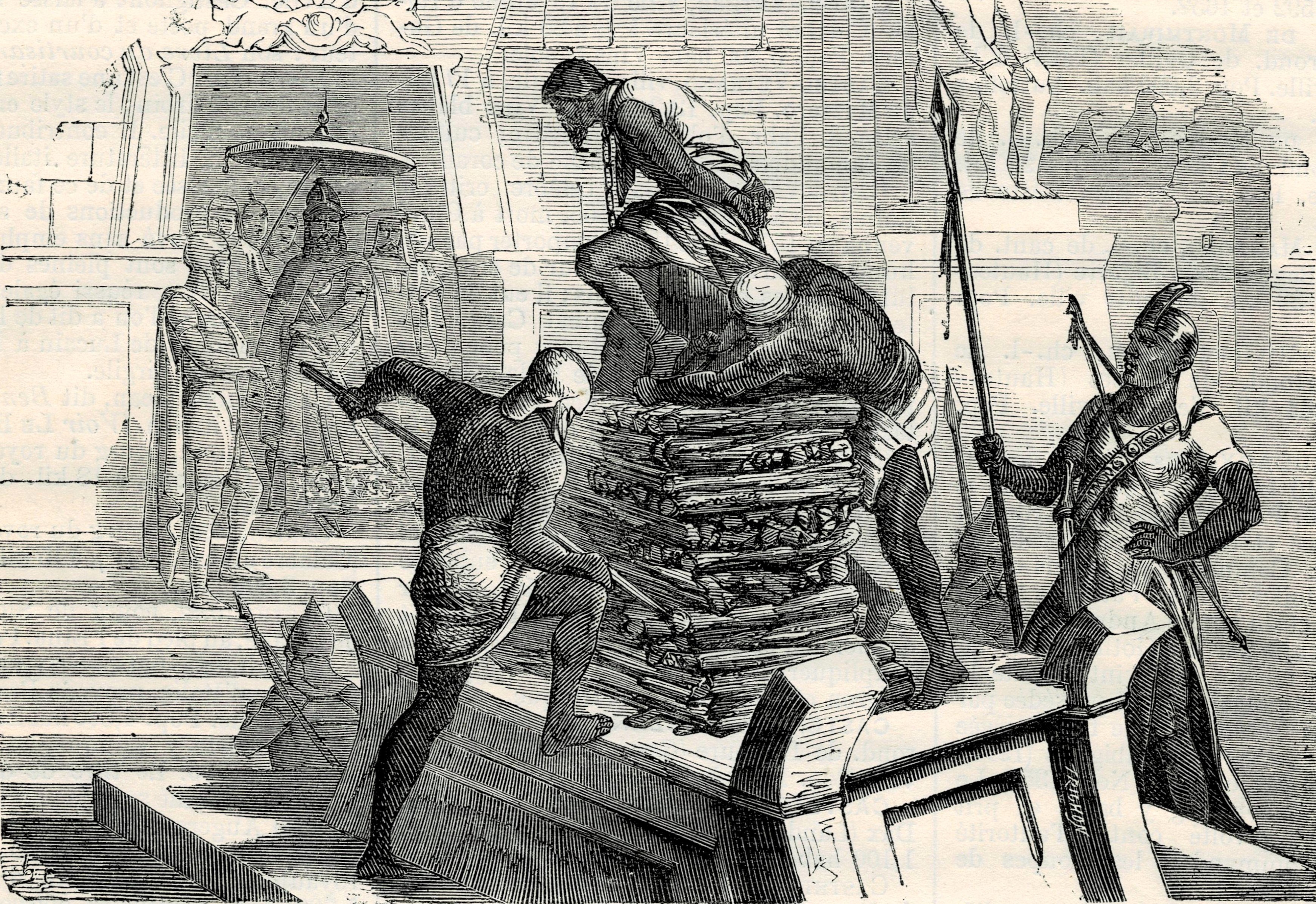 Cyrus has Croesus tied to the pyre.
