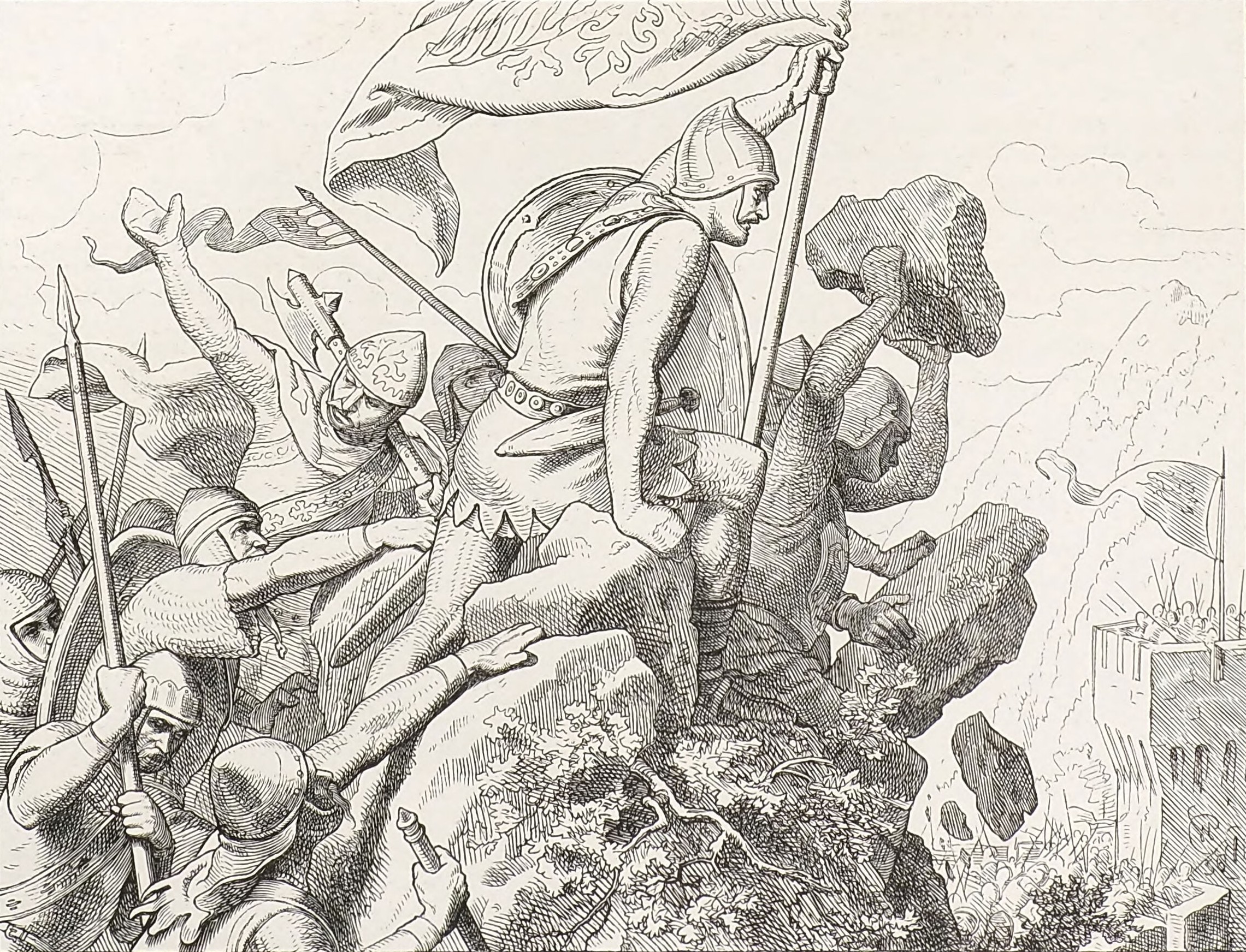 Otto of Wittelsbach holding the banner in the battle of Ceraino