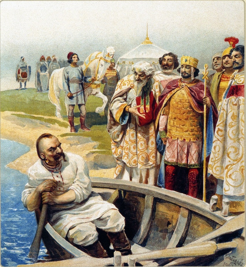 Meeting of Sviatoslav with Byzantine Emperor Tzimiskes on the banks of the Danube