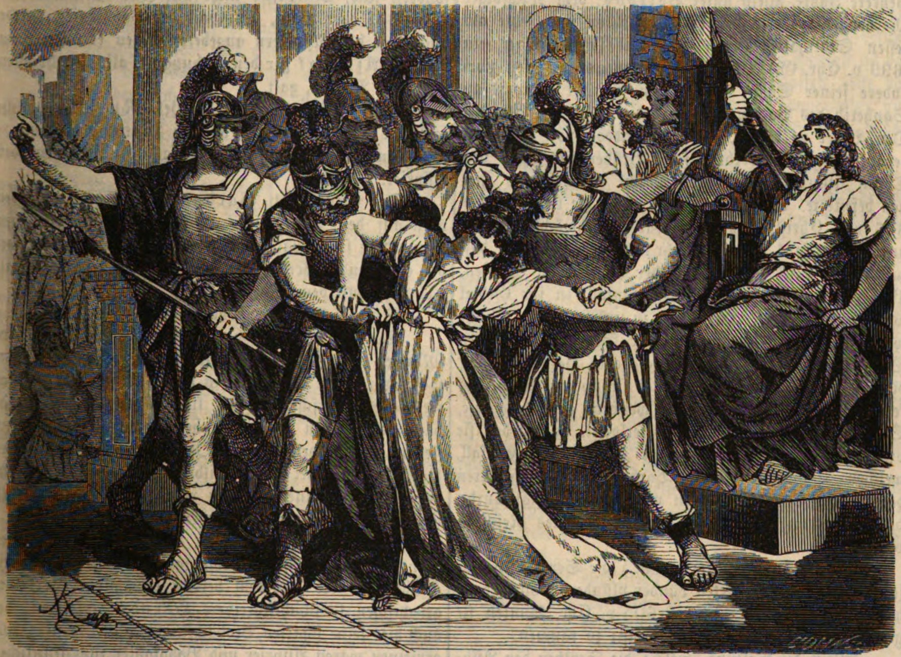Semiramis is torn away from her husband Menon
