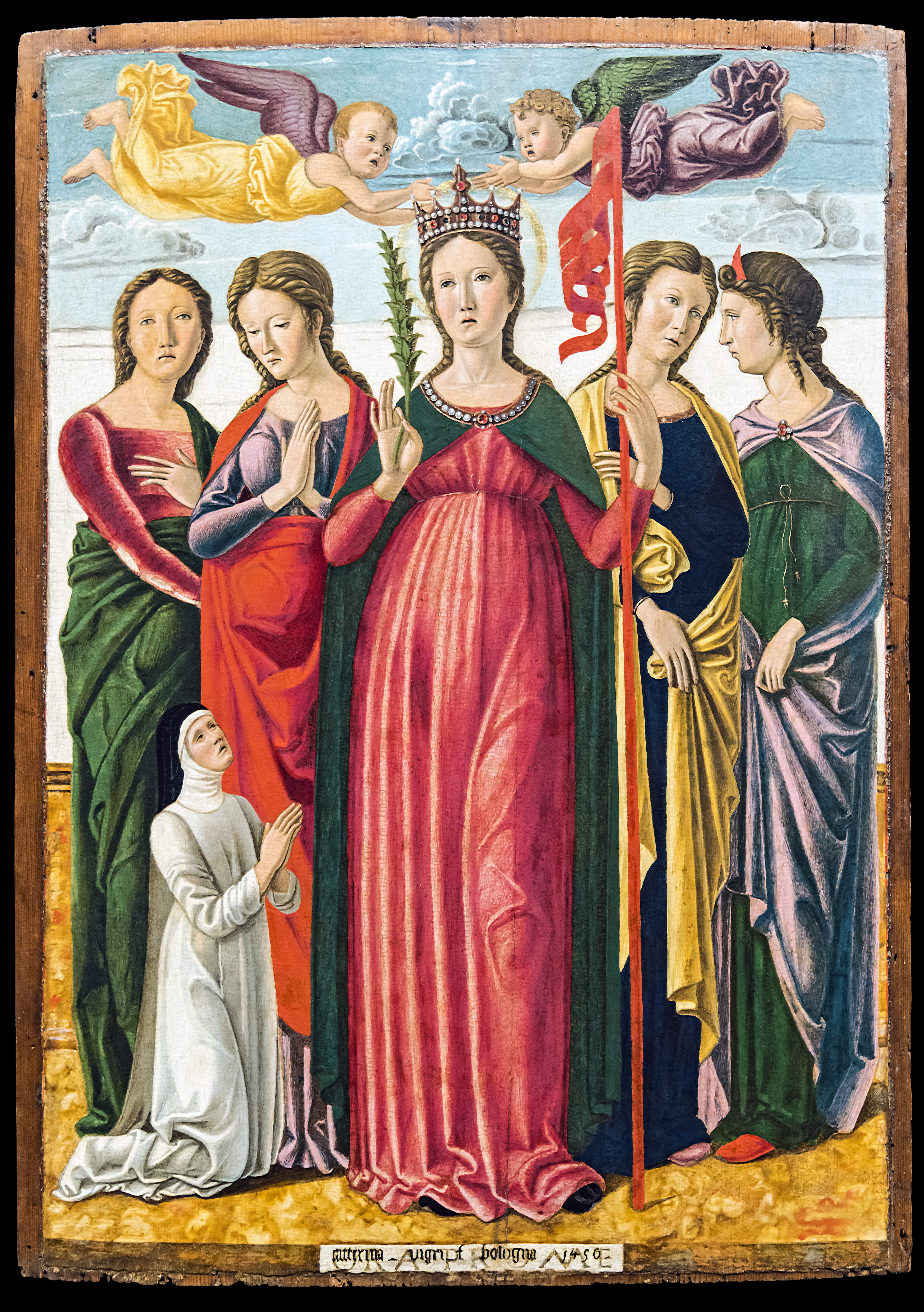 St. Ursula with four saints and a nun adoringly