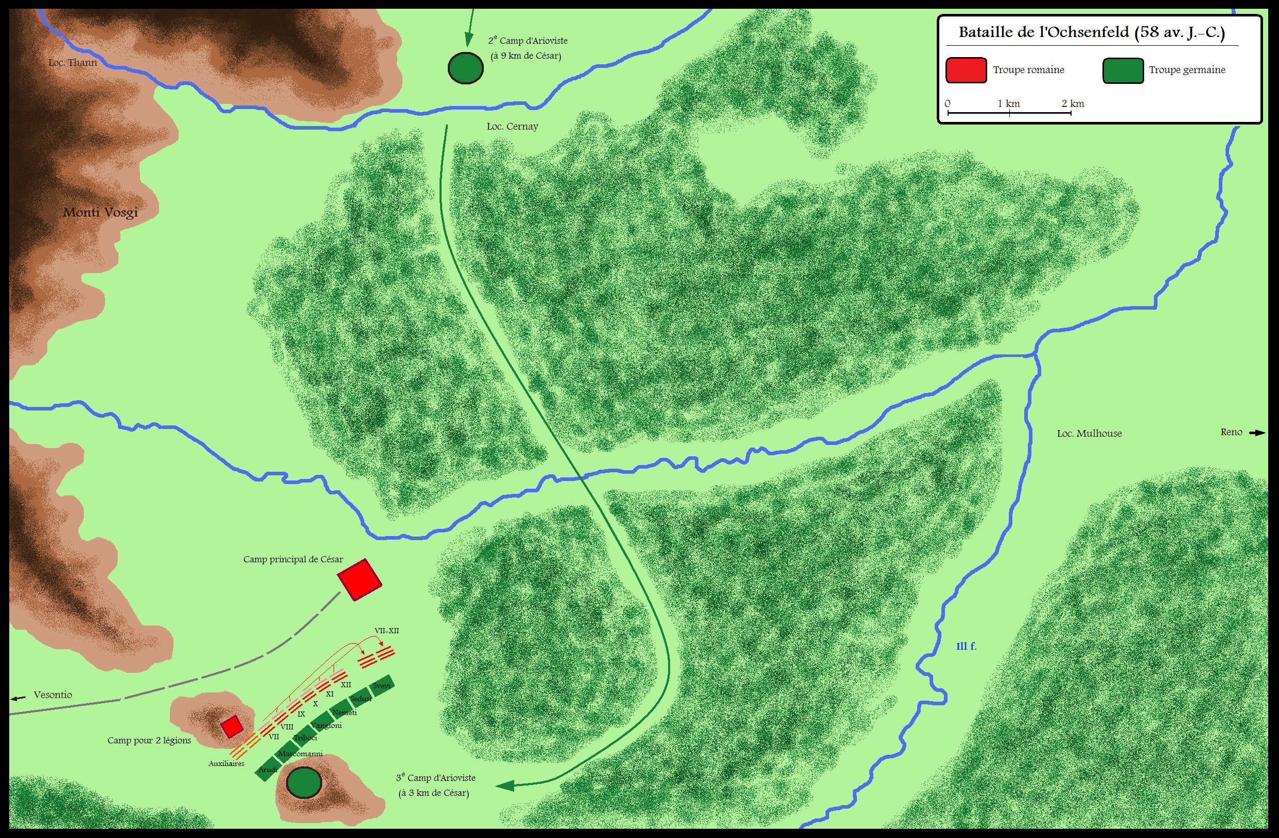 The Battle between Caesar and Ariovistus, Battle of Vosges or Vesontio or Mulhouse