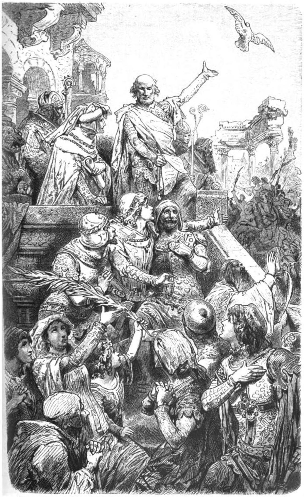 Cola di Rienzo brings the new constitution to the Romans