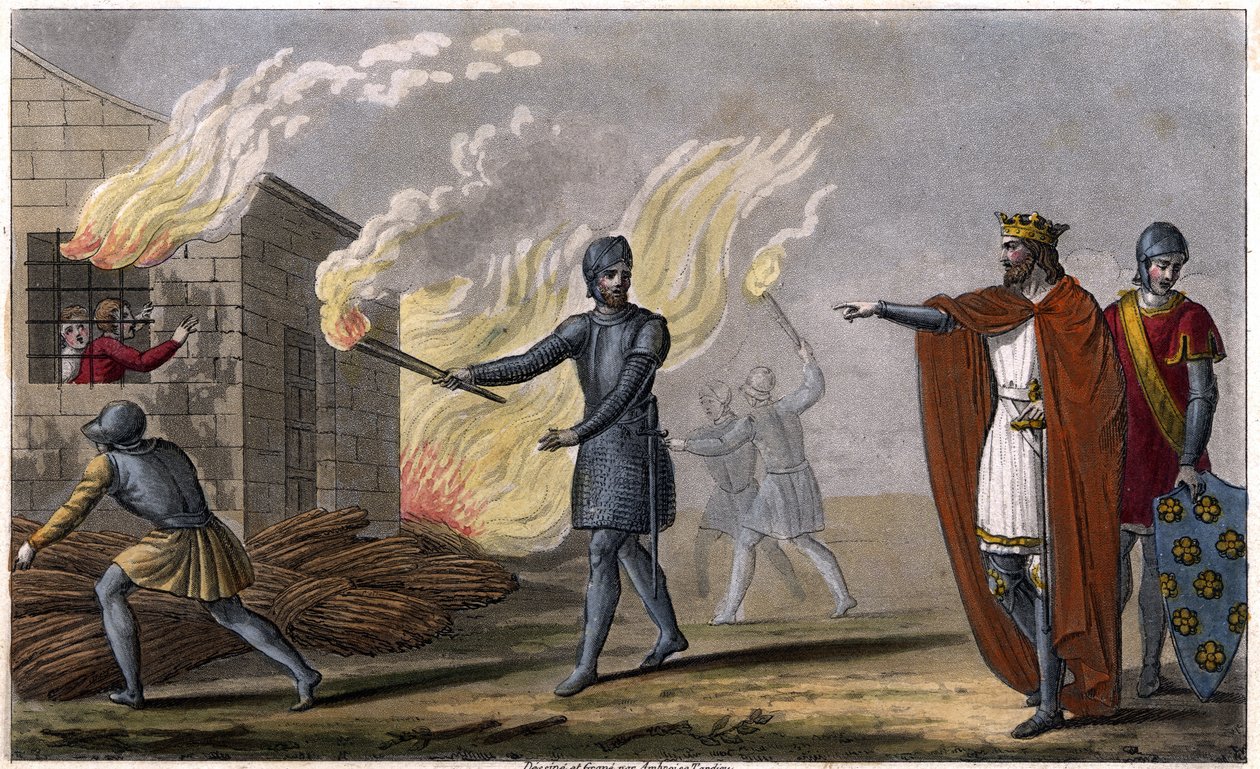 Clotaire I burns his son Chramne in a cottage