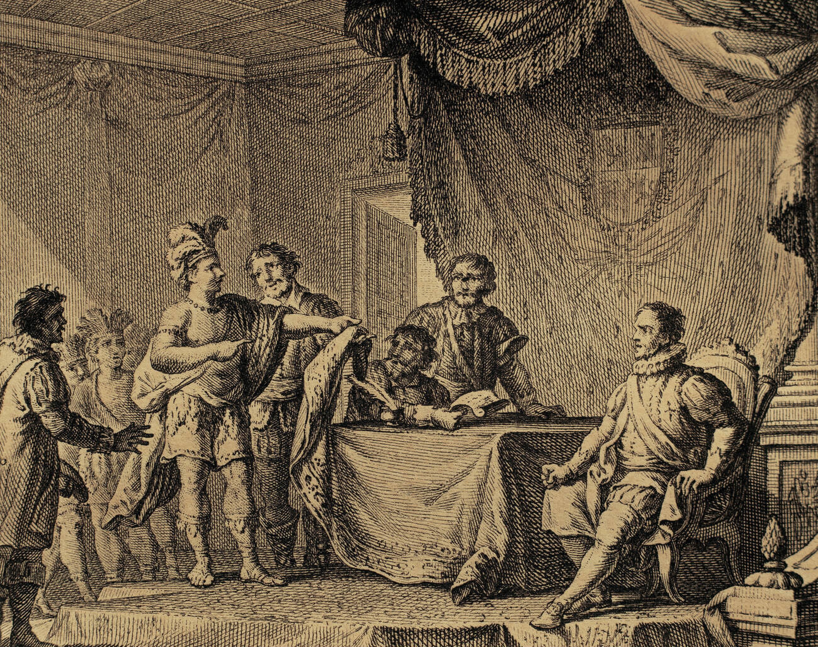 Submission of Incan King Sayri Tupac to Don Hurtado de Mendoza viceroy of Peru