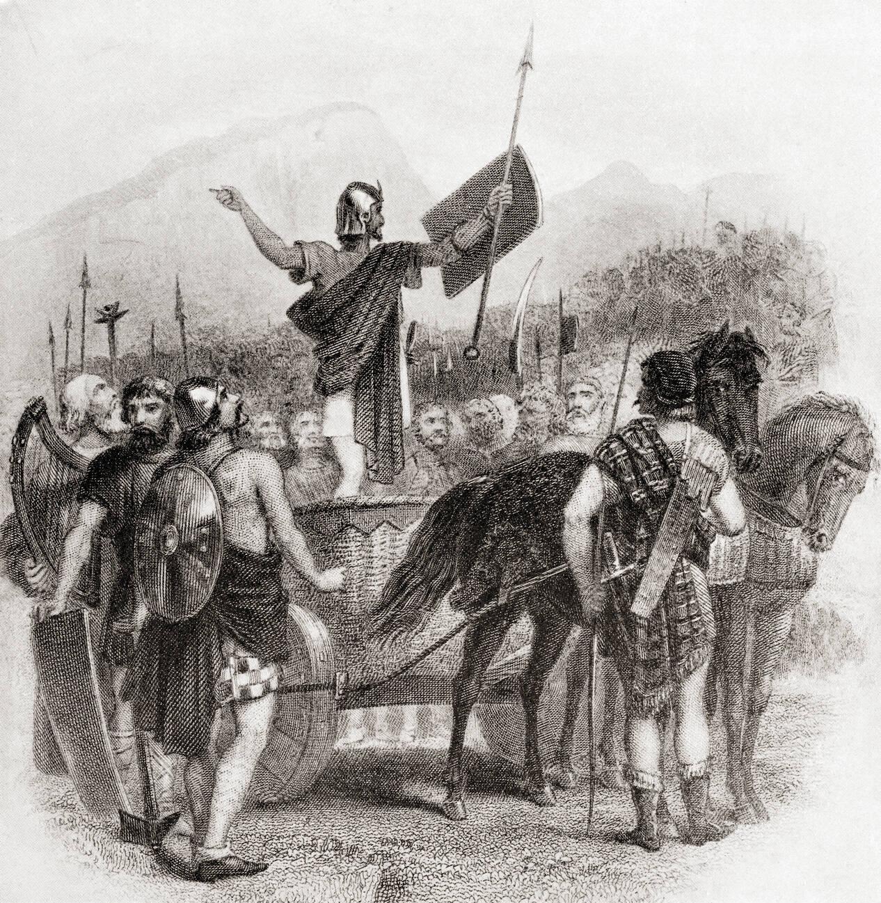 Calgacus addressing his army before the Battle of Mons Grampius