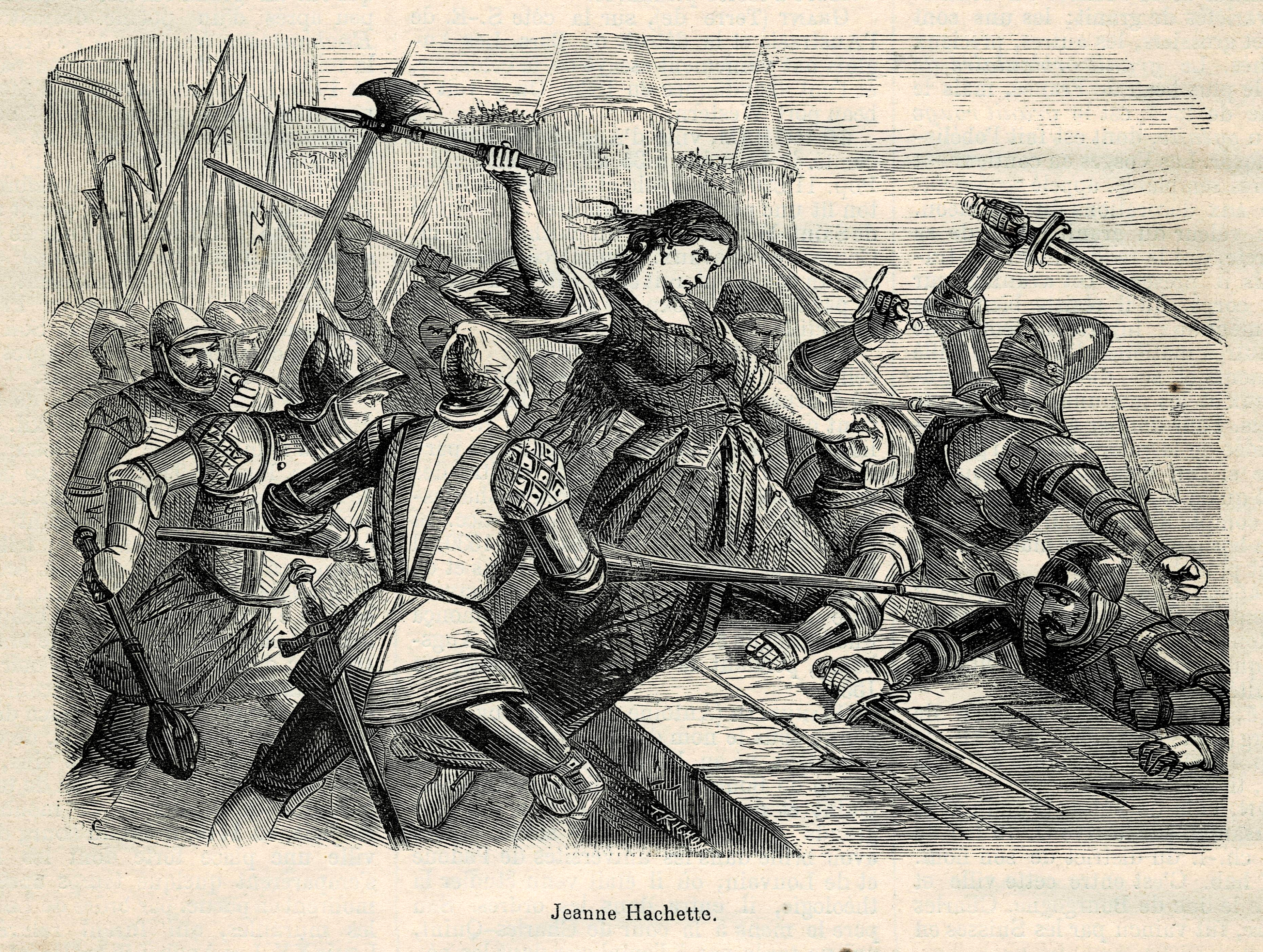 Jeanne Hachette who defends the walls of Beauvais.