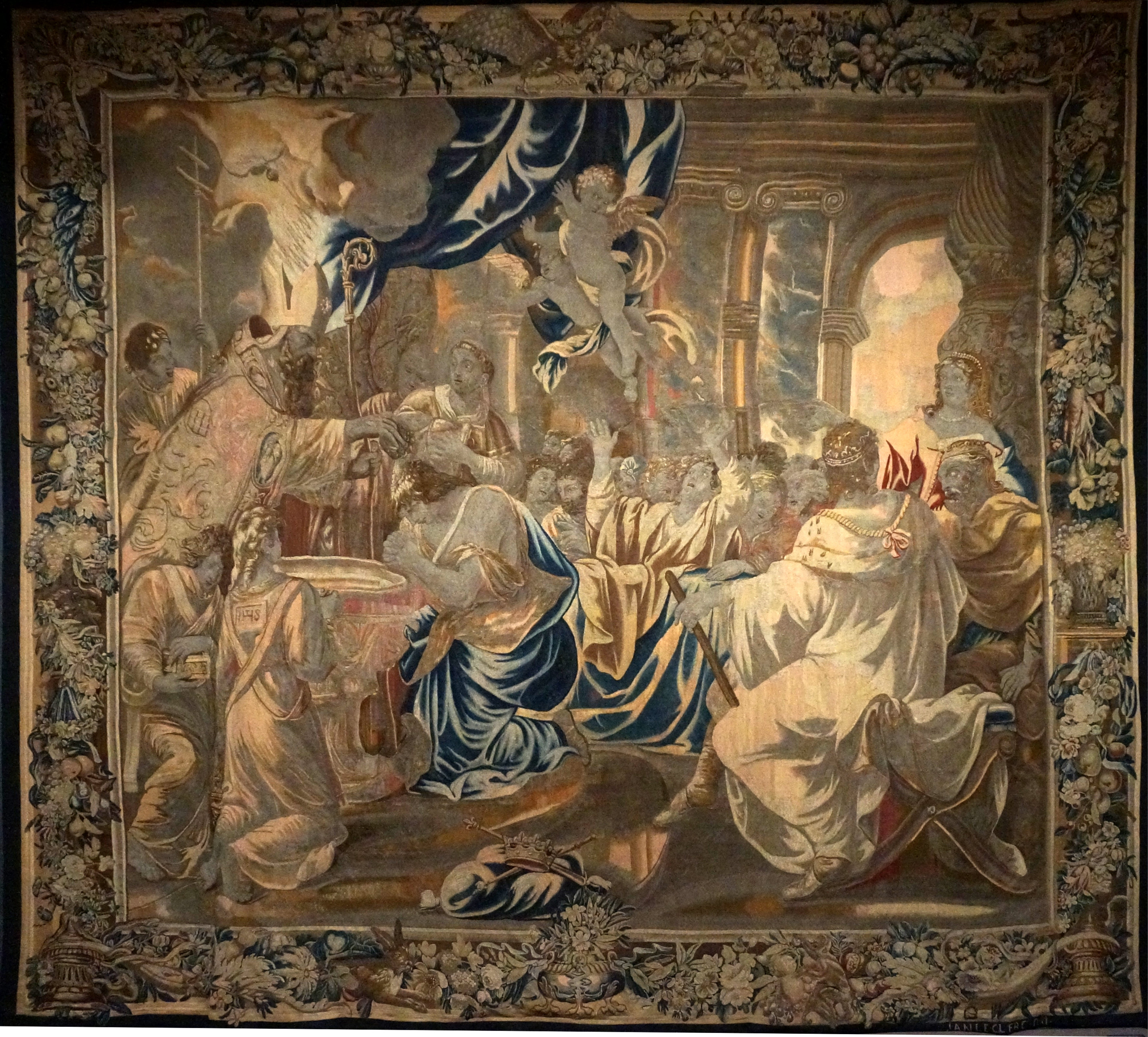 The baptism of Clovis, tapestry from Jan Le Clerc, 1660s, tapestry, deposit of the Mobilier Nationale Tau Palace