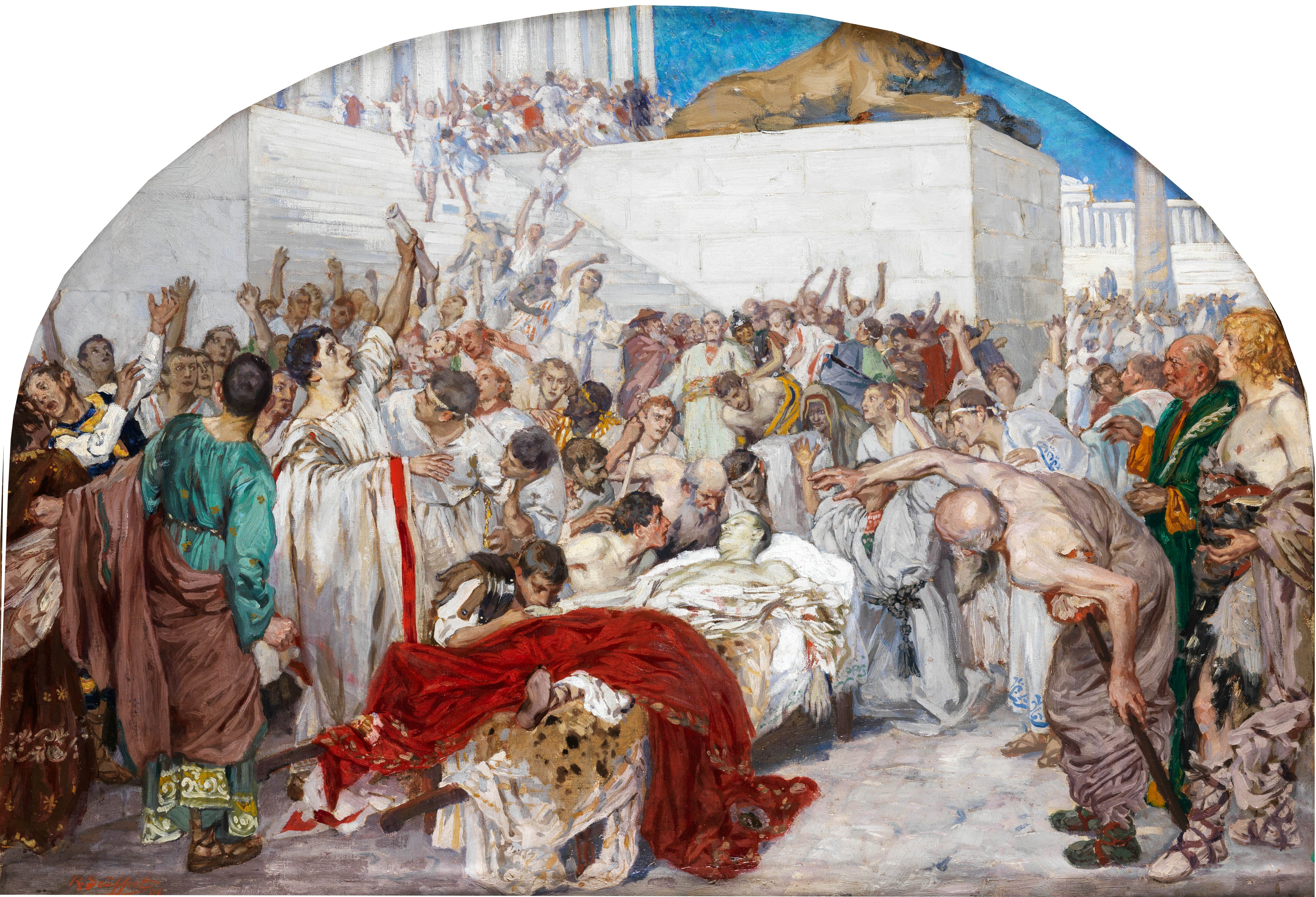 Mark Antony at the corpse of Julius Caesar