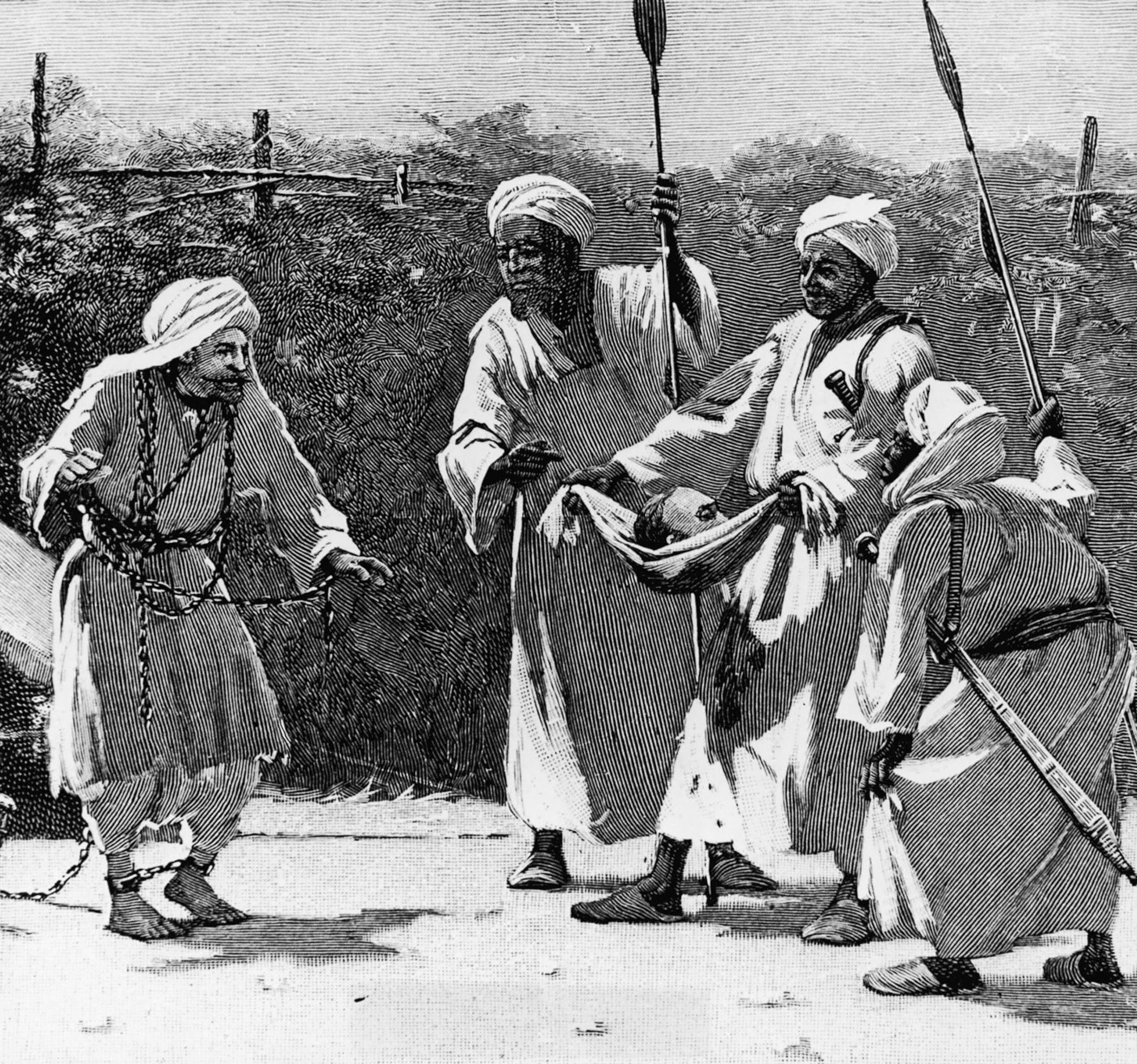 Head of Gen. Charles George Gordon being shown to Slatin Pasha, during siege of Khartoum.