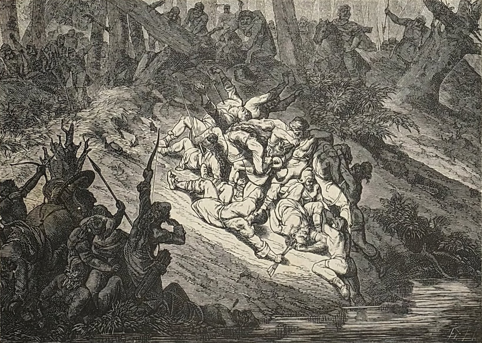 Defeat of a Hungarian horde in the Drömling Forest by Saxons