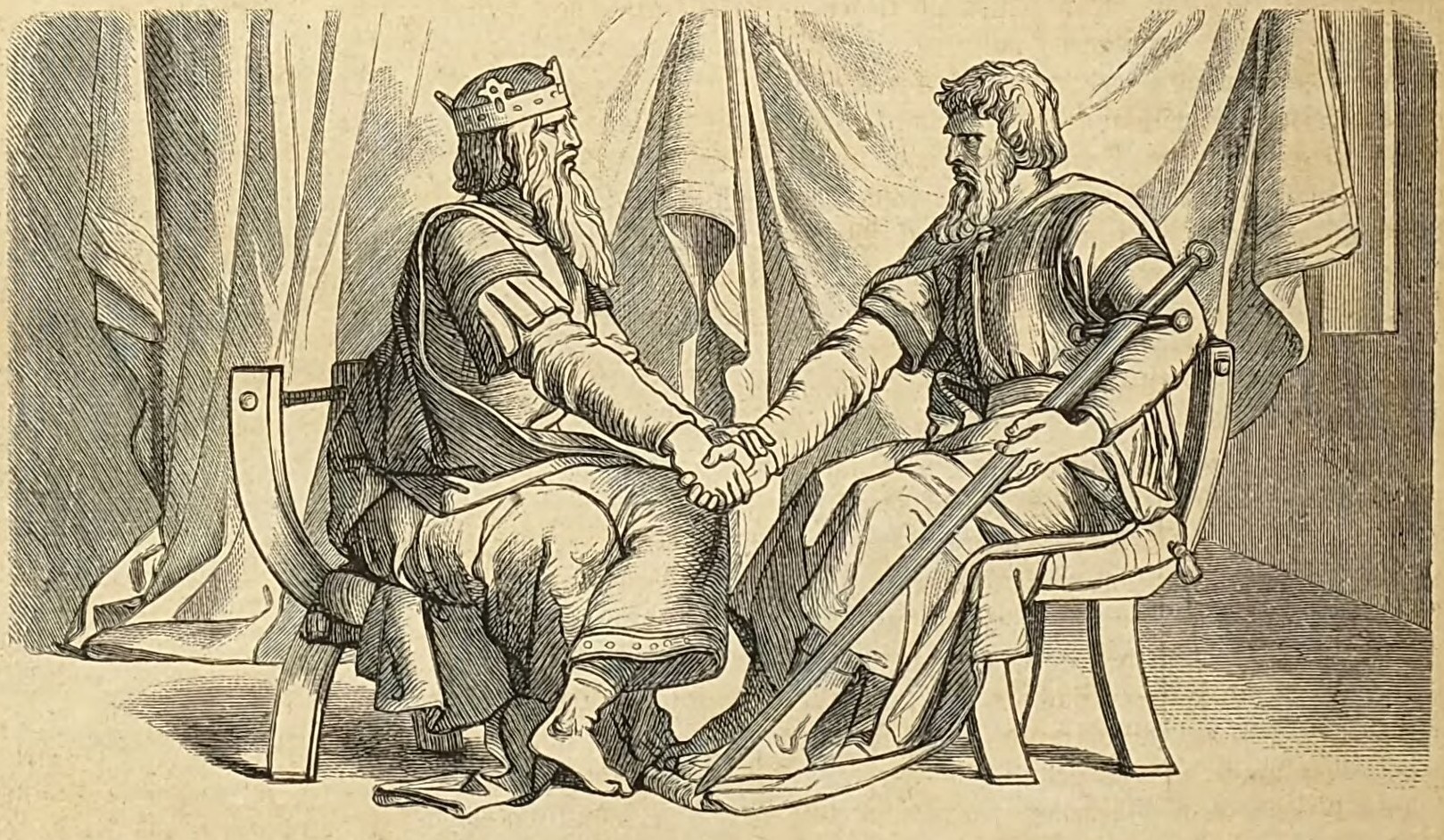 Widukind and Charlemagne settling peace