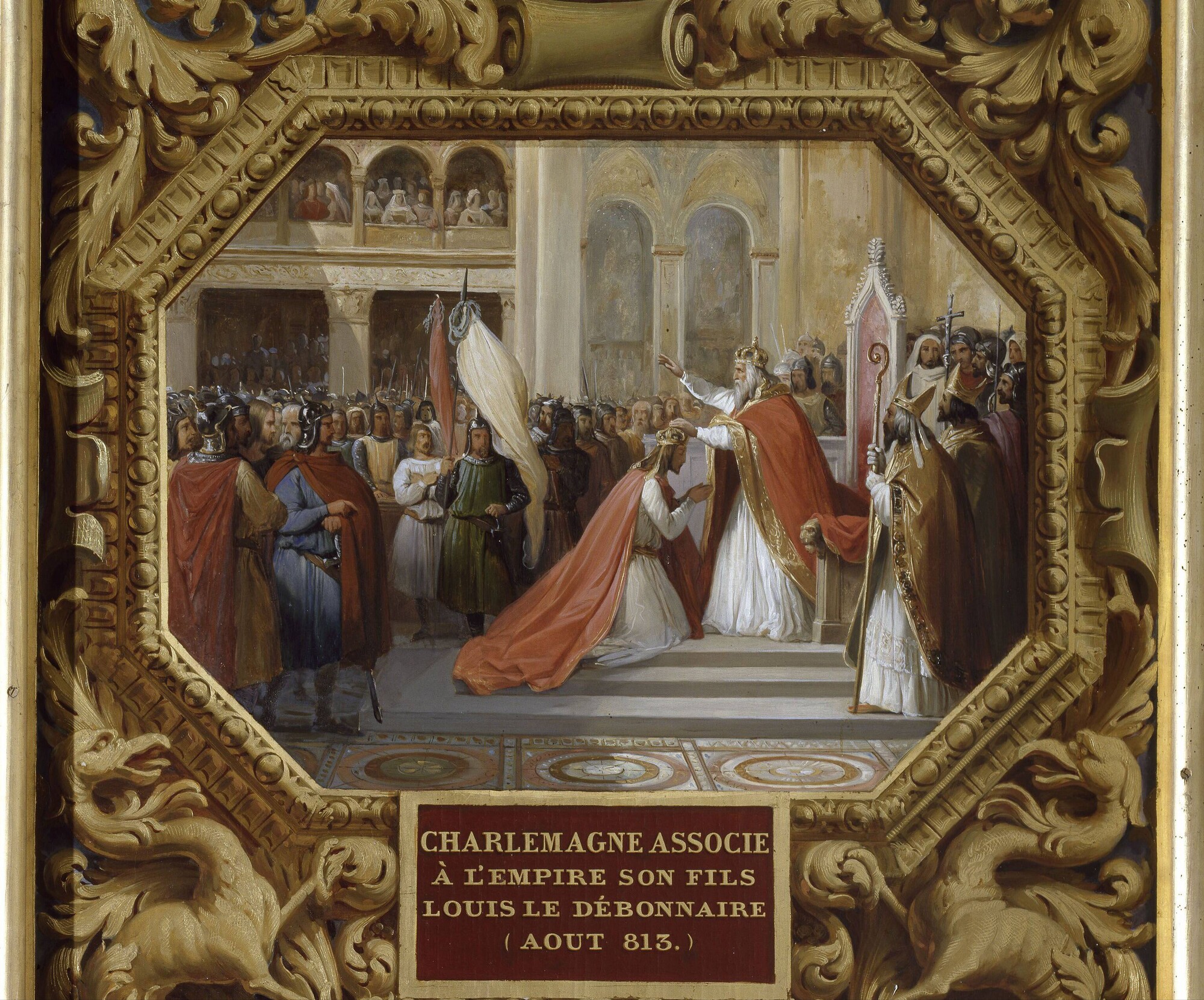 Charlemagne, emperor of the West, associates his son Louis the Pious with the Empire