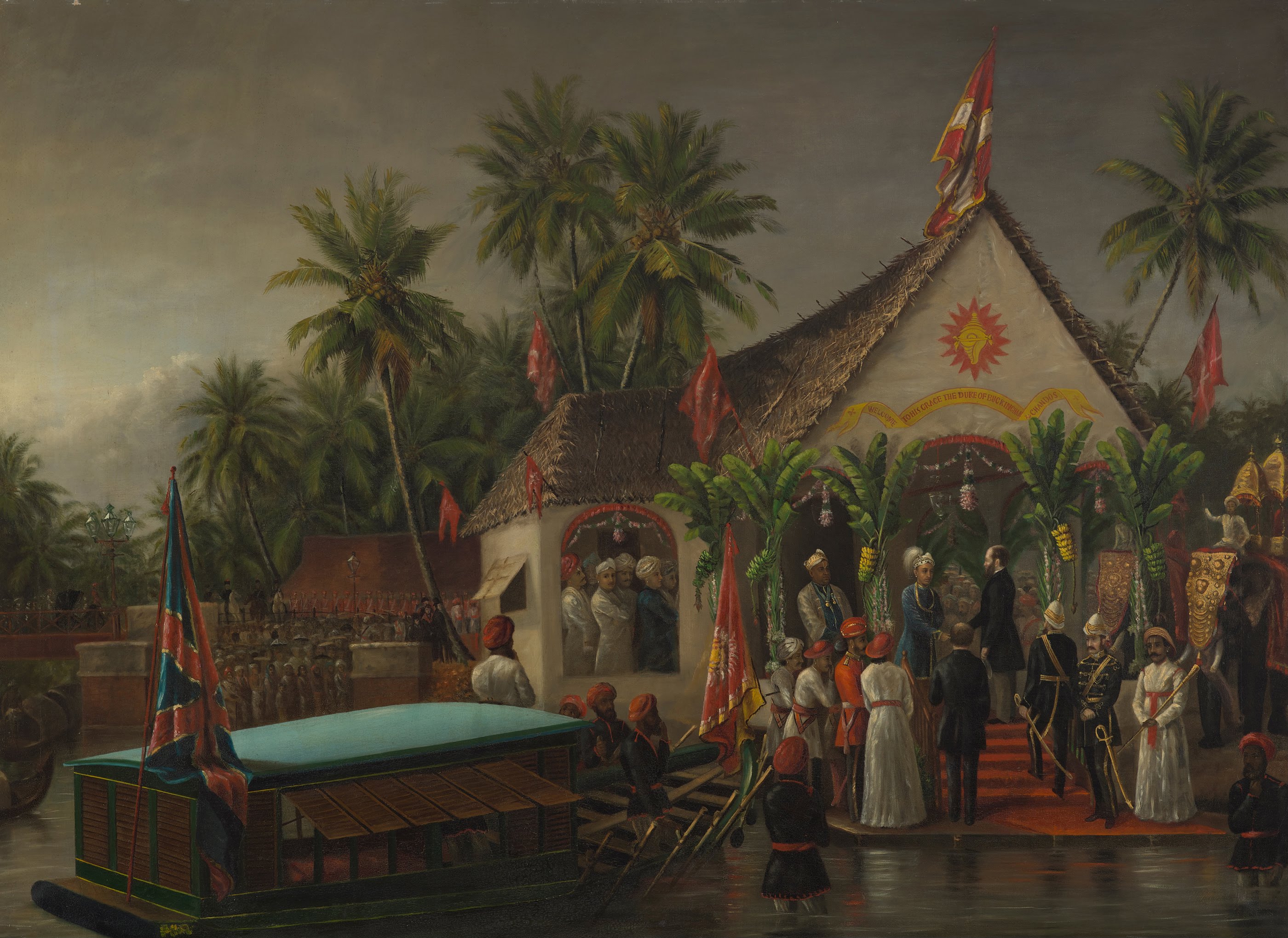 The Maharaja of Travancore welcoming the Duke of Buckingham and Chandos