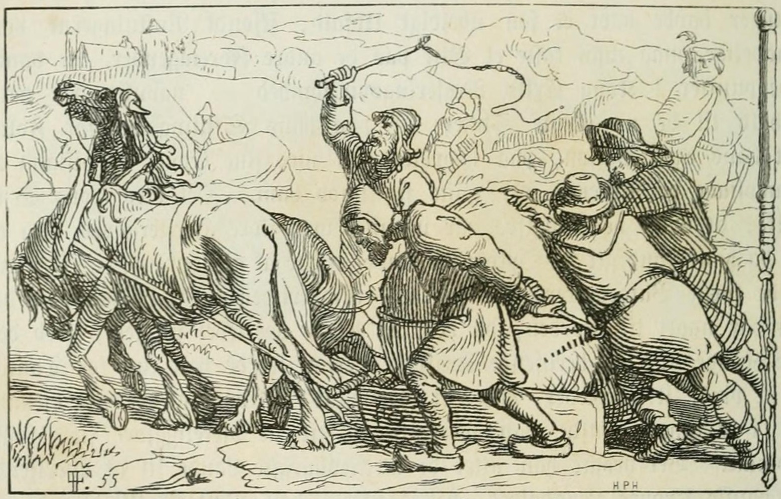 The defeated peasants drag Sten to Kalø Castle