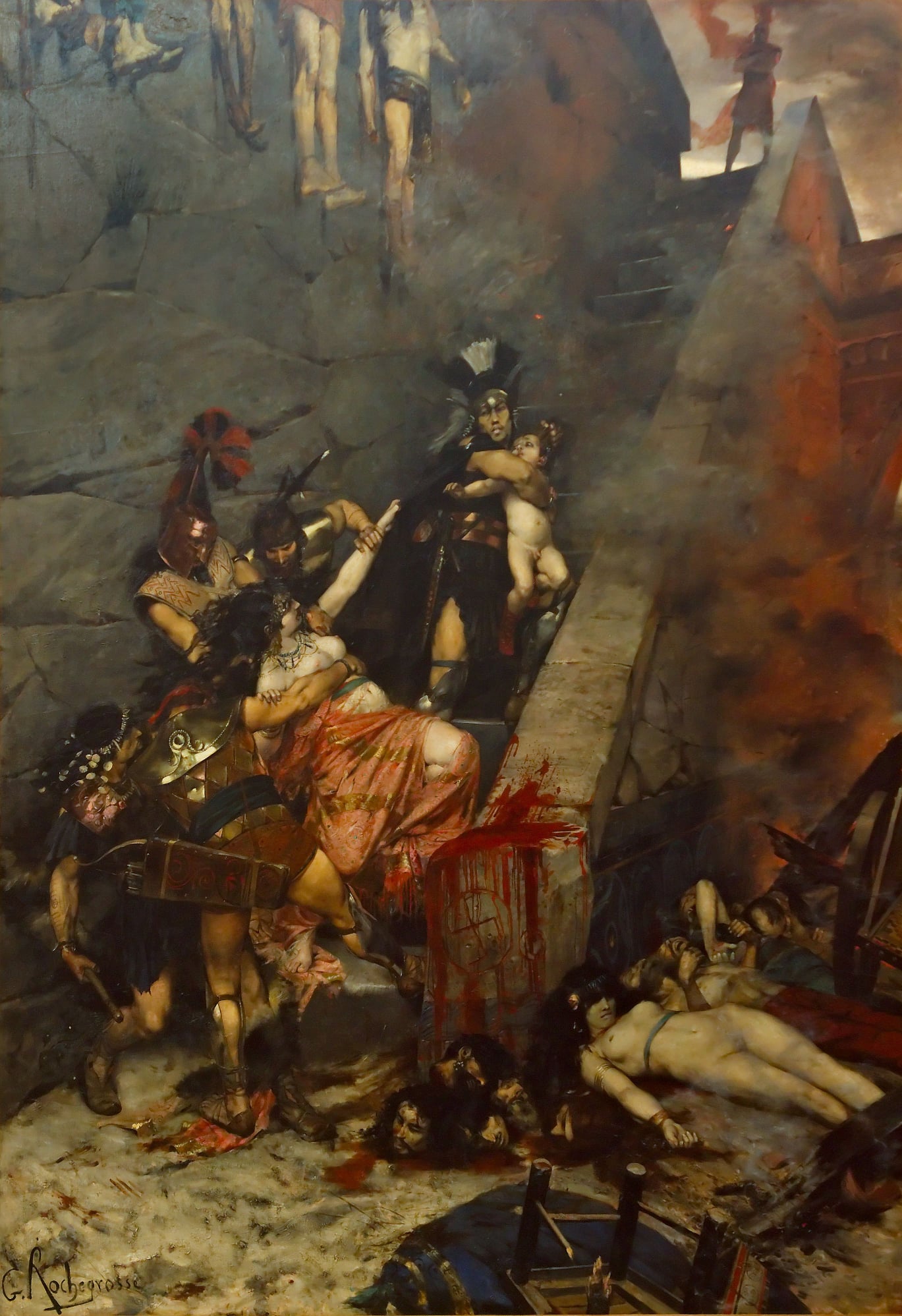Astyanax,, Hector's wife, is cruelly torn by Ulysses from the arms of his mother, to be thrown from the walls