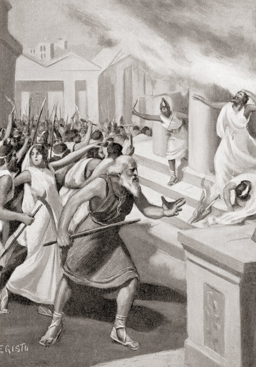 Cylon of Croton leading a revolt against the Pythagoreans