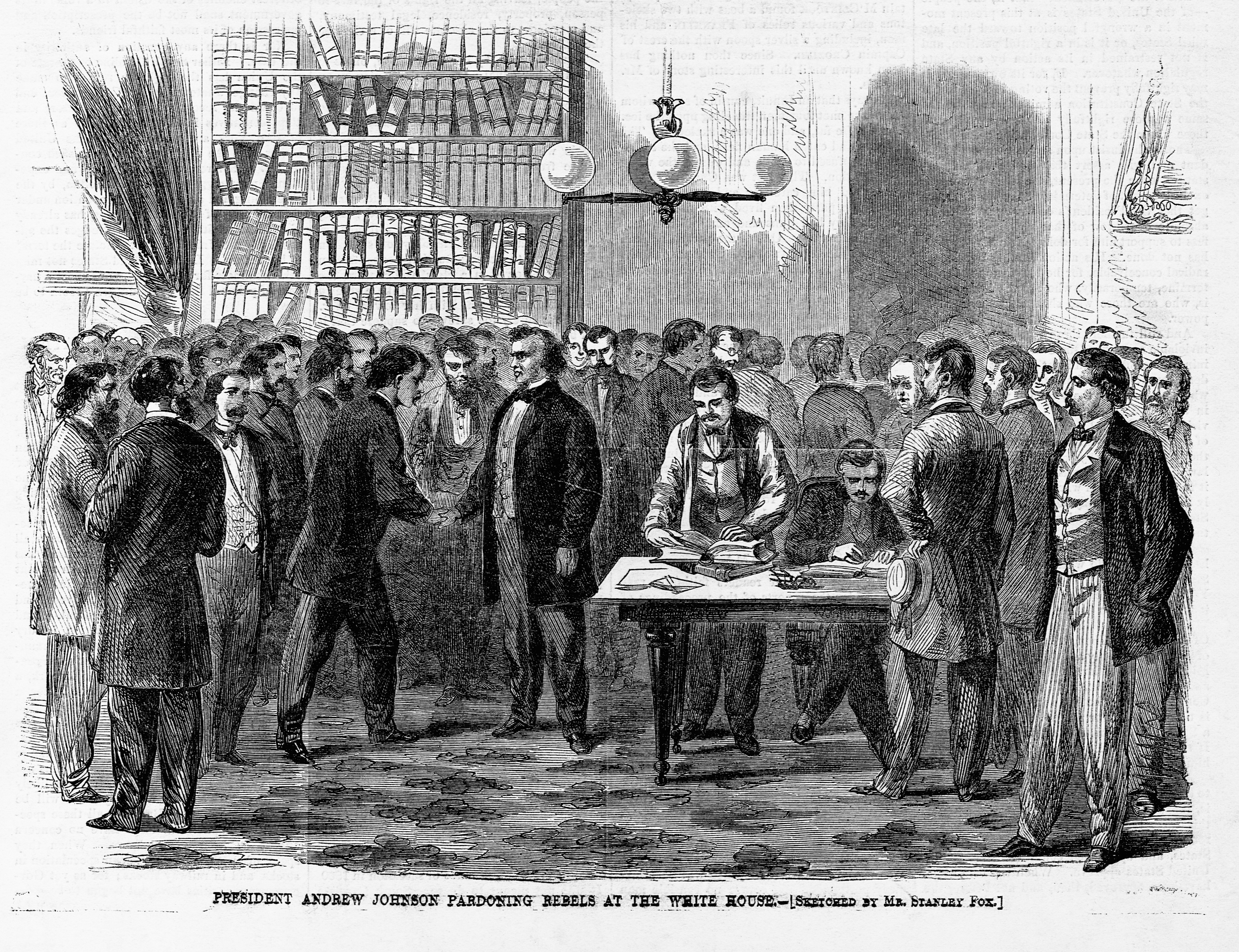 President Andrew Johnson Pardoning Rebels at the White House