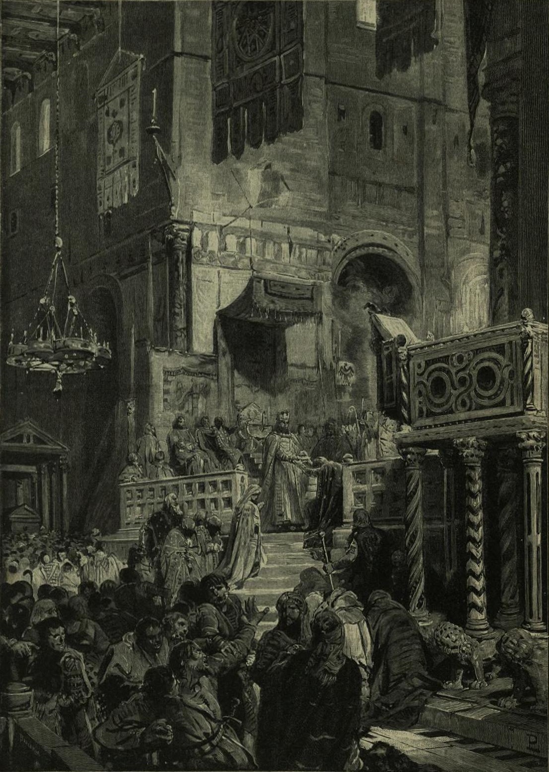 William III of Sicily, ceding the crown to Henry VI, HRE, Parlermo