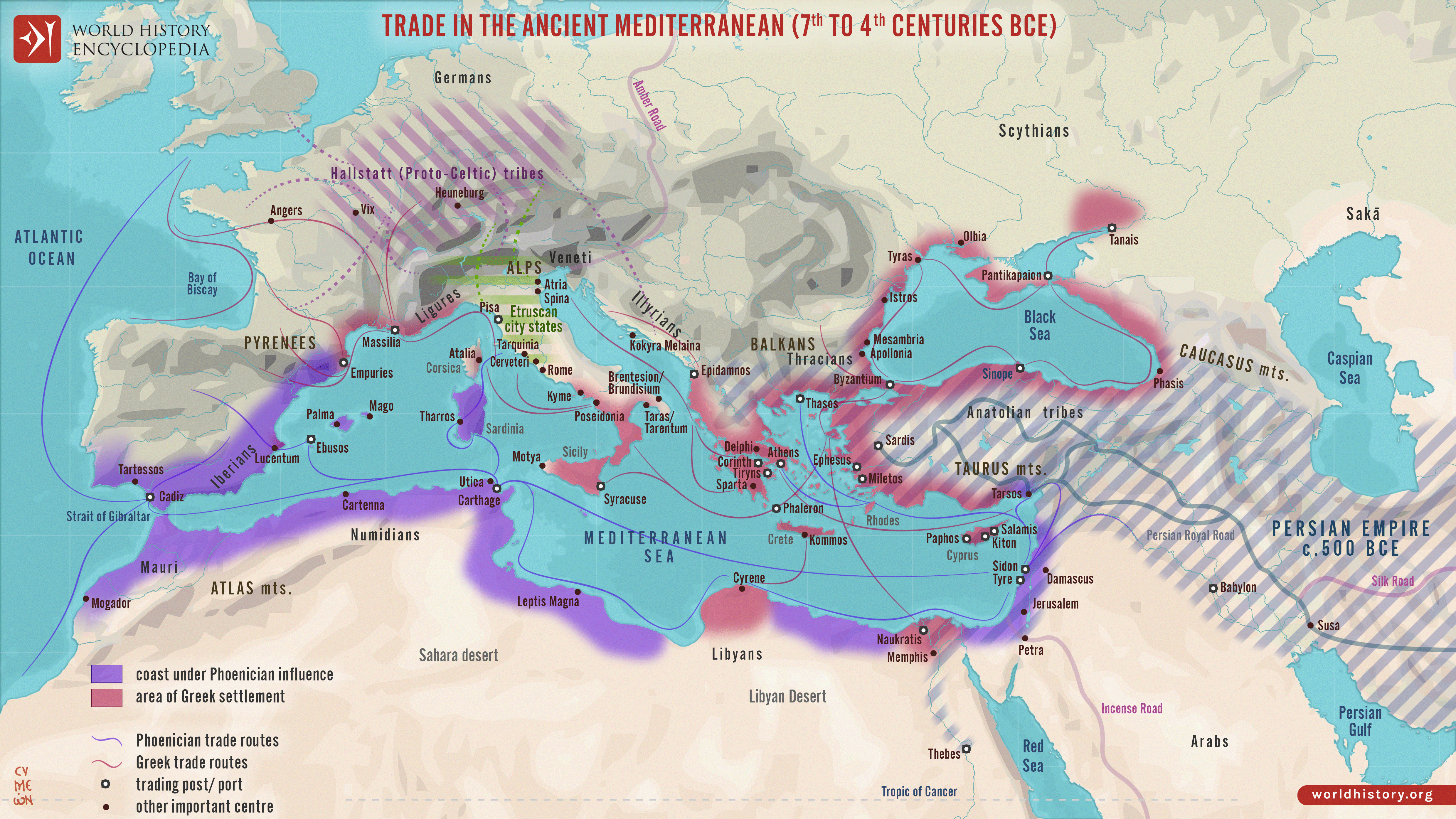 Map of Trade Routes in Ancient Mediterranean