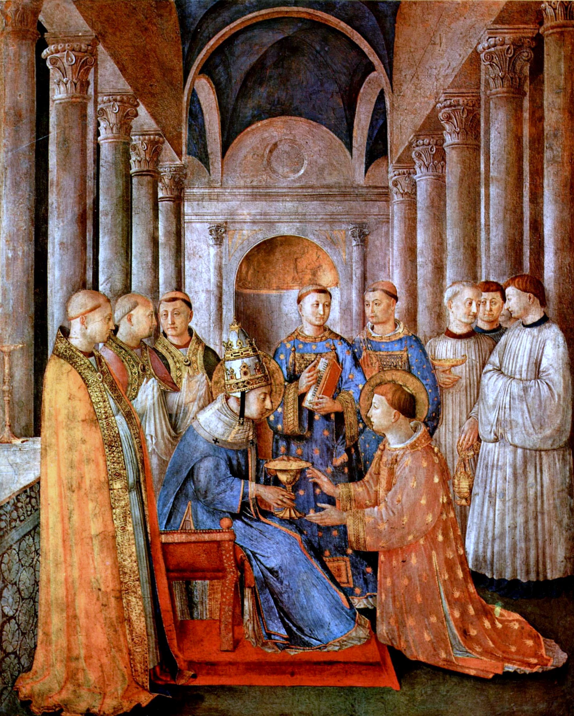 Consecration of St. Lawrence as deacon by Pope Sixtus