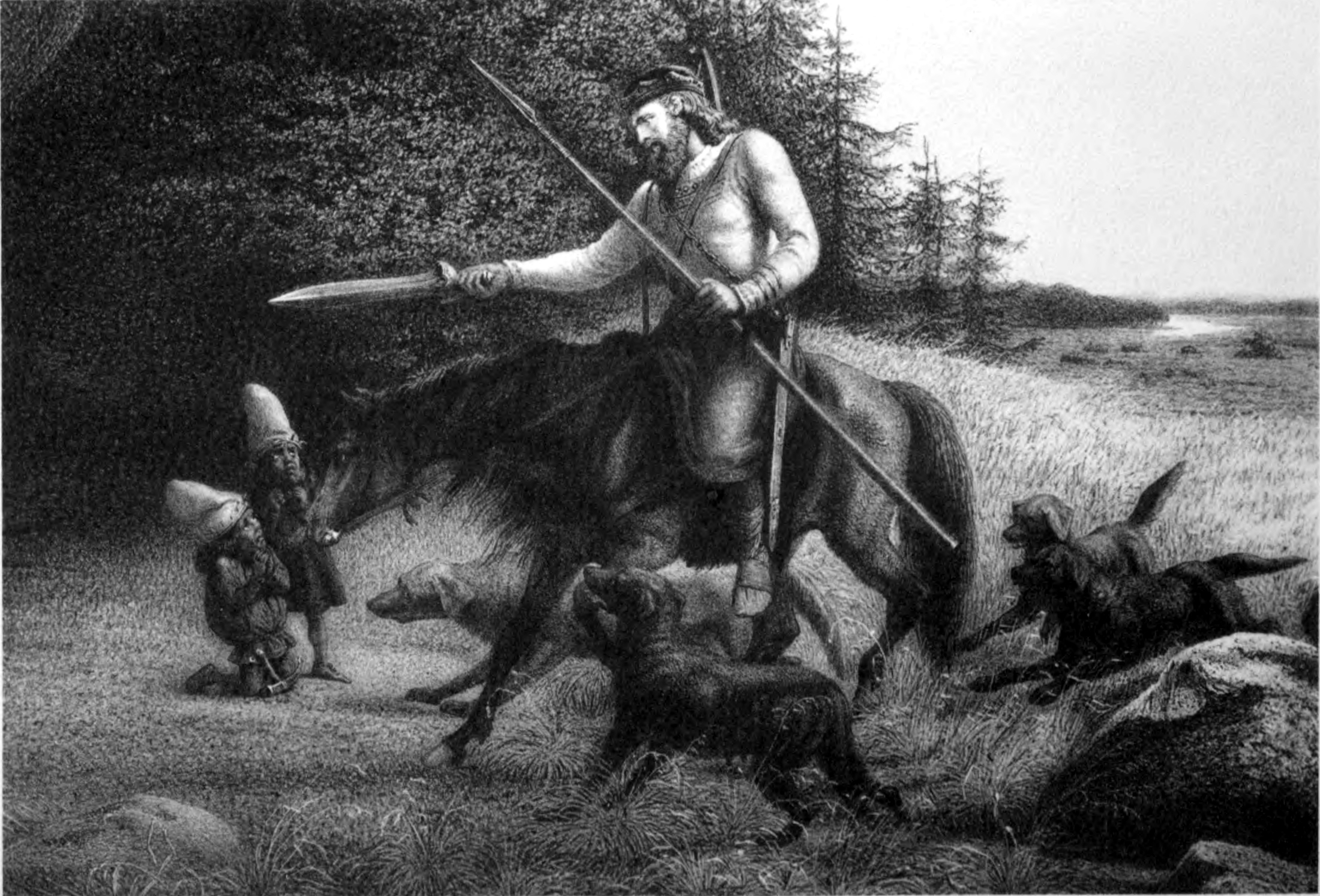 (fuck it why not, Norse Mythology) King Svafrlame Secures the Sword Tyrfing Lorenz Frølich 1906 (DWARVES)