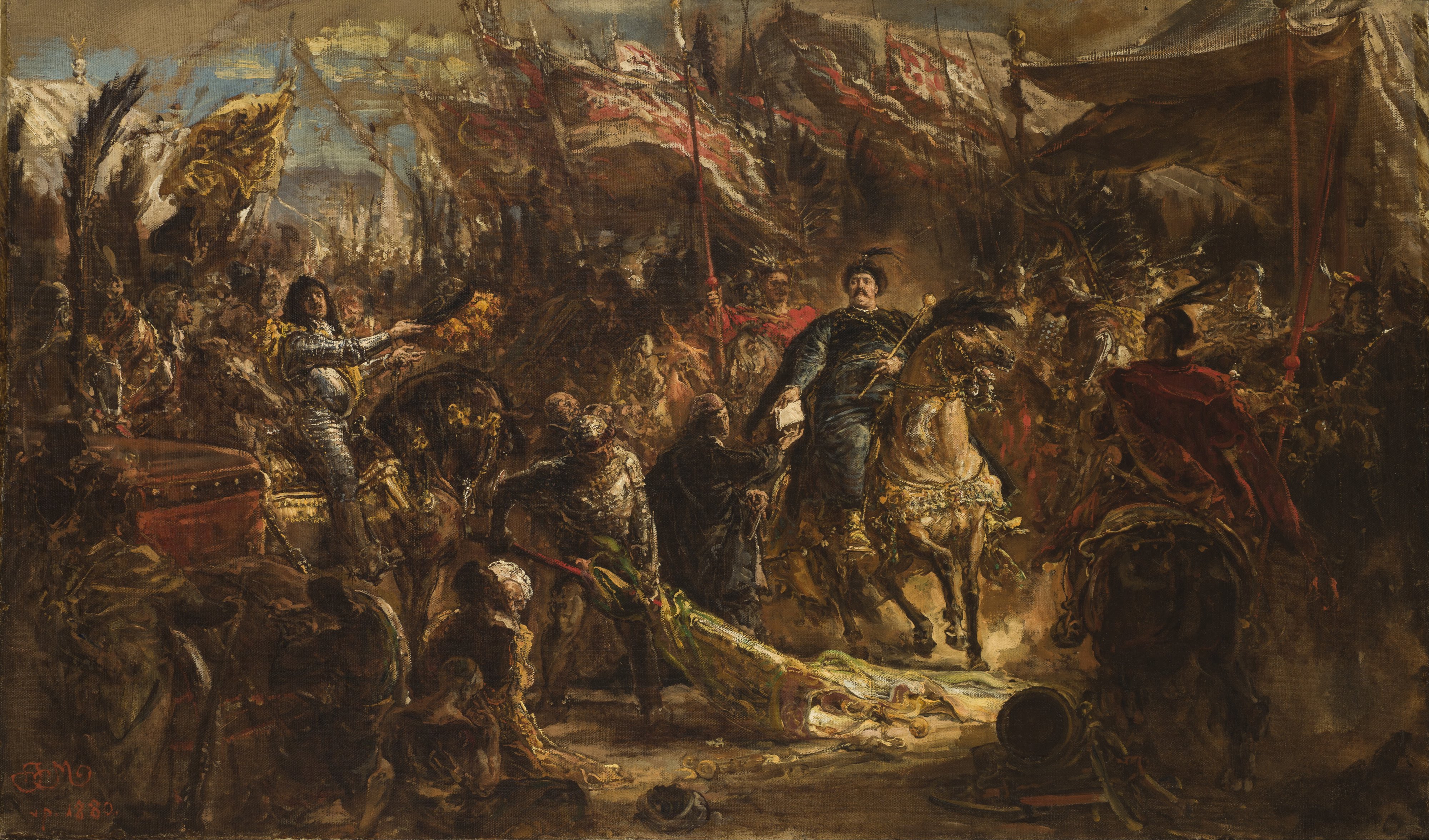 Jan III Sobieski gives Canon Denhoff a letter to the Pope