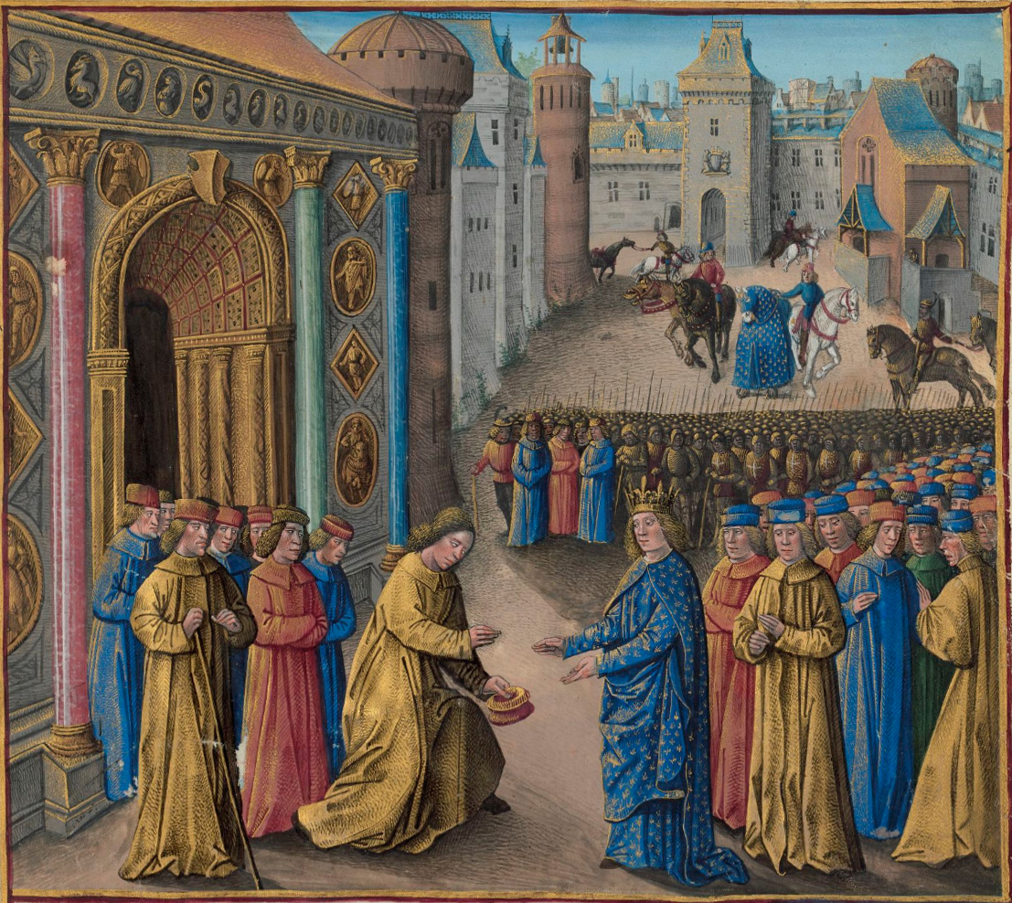 Raymond of Poitiers welcoming Louis VII to Antioch