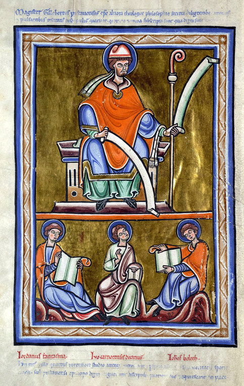 Gilbert de la Porrée teaching and his disciples Jourdain Fantosme, Yves of Chartres and Jean Beleth