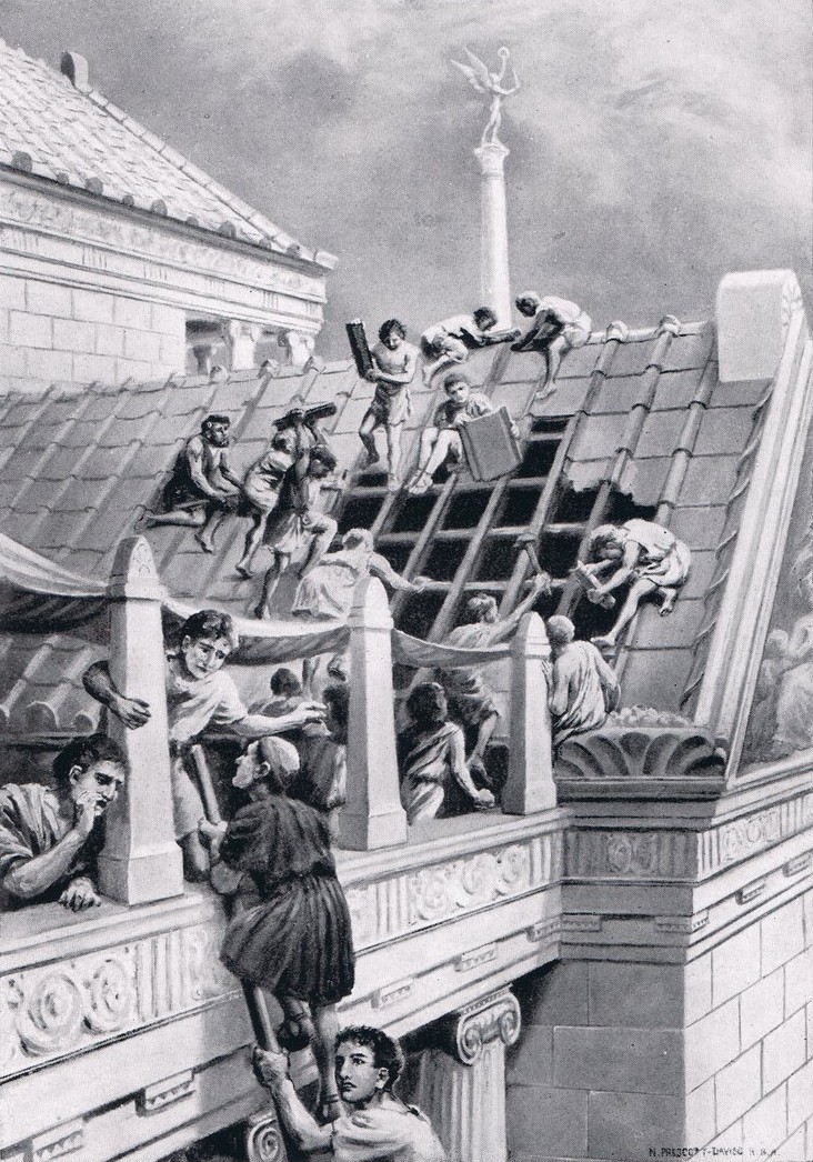 Saturninus and his adherents pelted in the Senate house