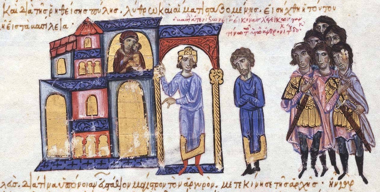Emperor Leo admonishes Constantine Doukas not to attempt an usurpation of the Byzantine throne