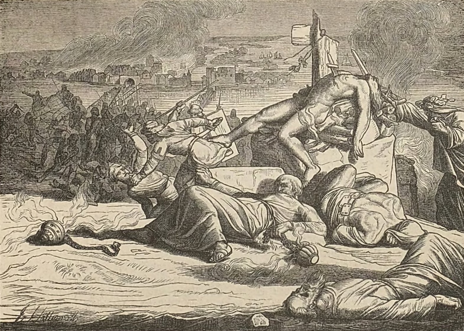 Sacking of Hamburg by revolting Slavs