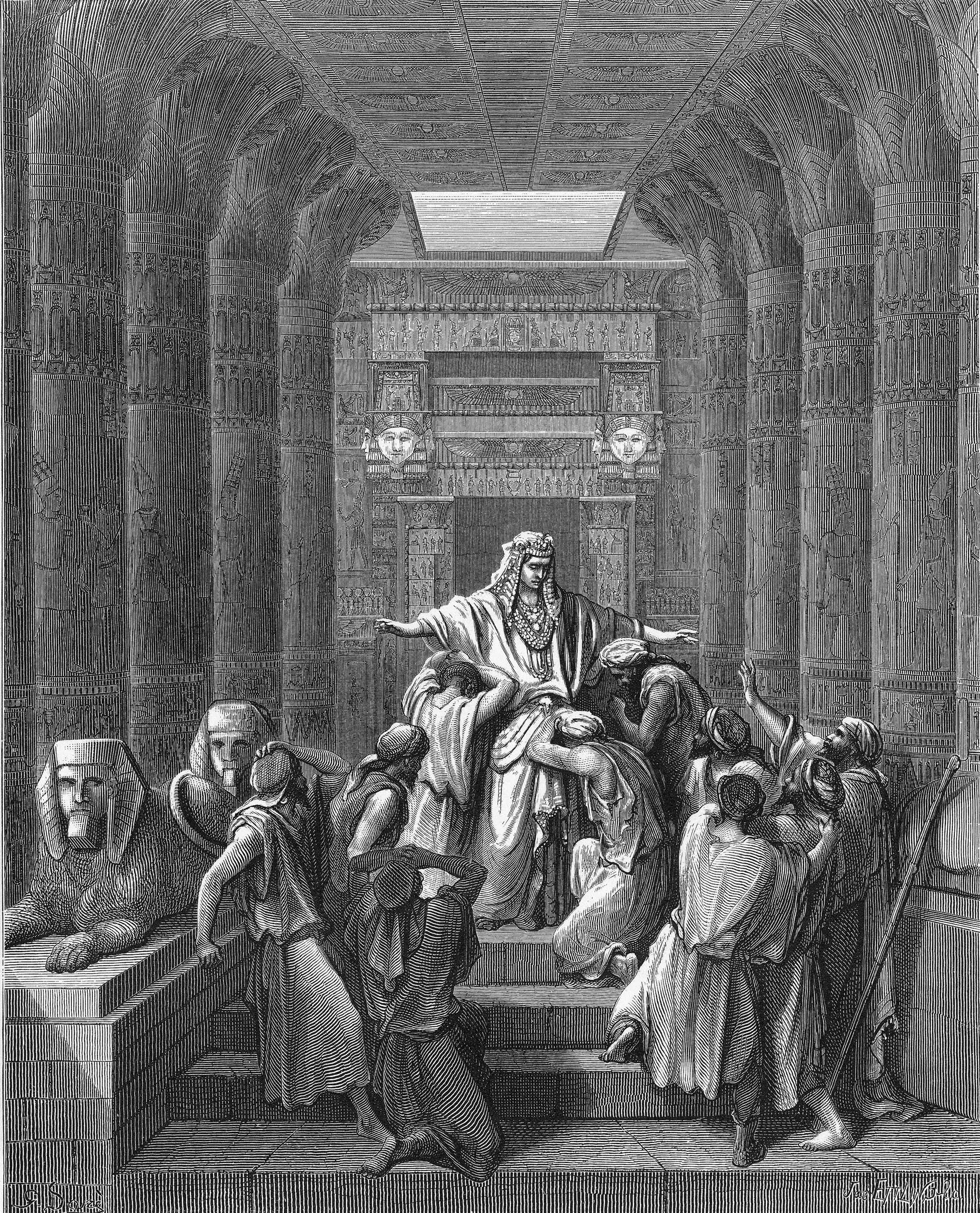 Joseph, now a chief Egyptian advisor, revealing himself to his brothers who have fallen into poverty.