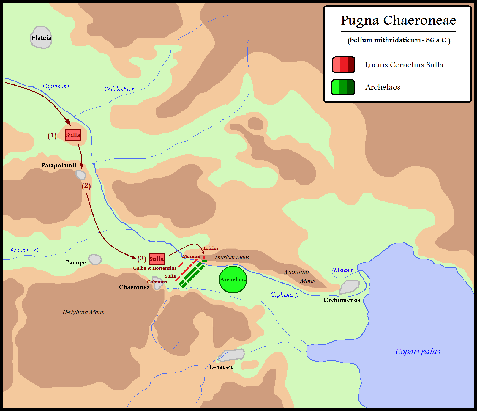 Battle of Cheroneia between L.Cornelius Sulla and Archelaos (Mithridate's general)