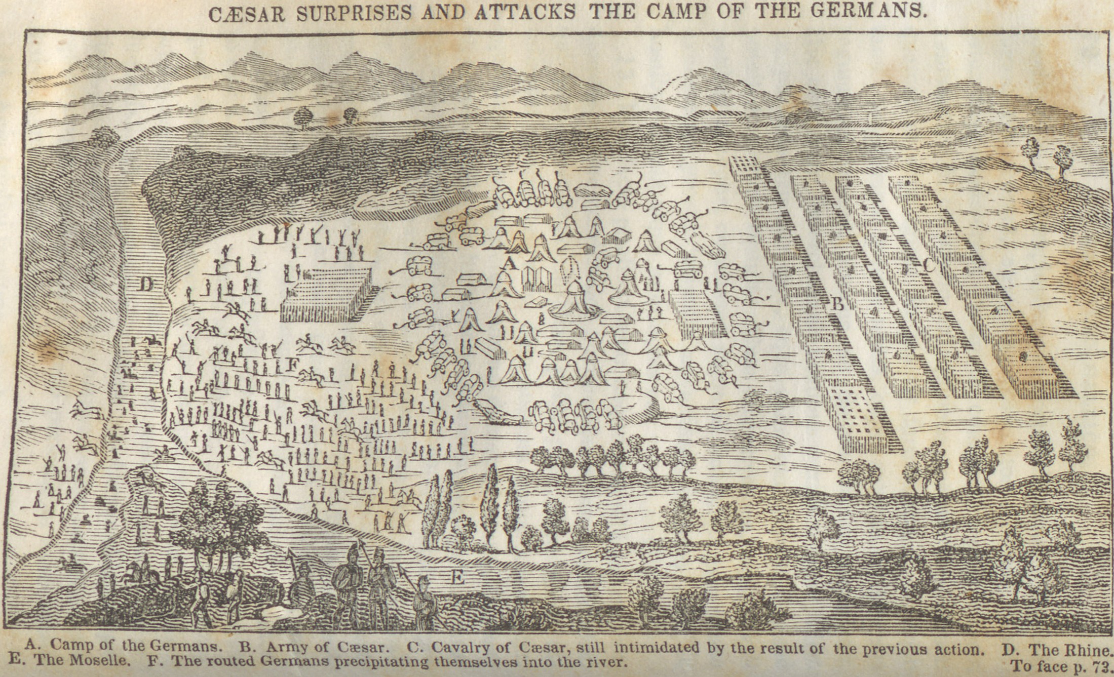 battle at the Rhine river where Caesar routed the Germans