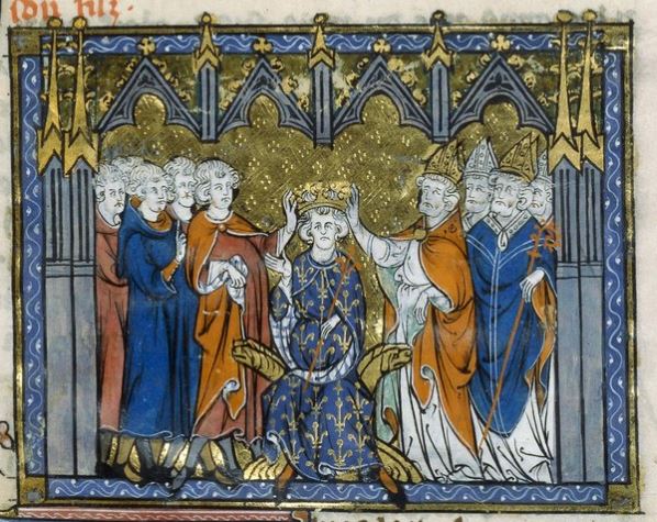 The coronation of Robert II The Pious in the Les Grandes Chroniques de France