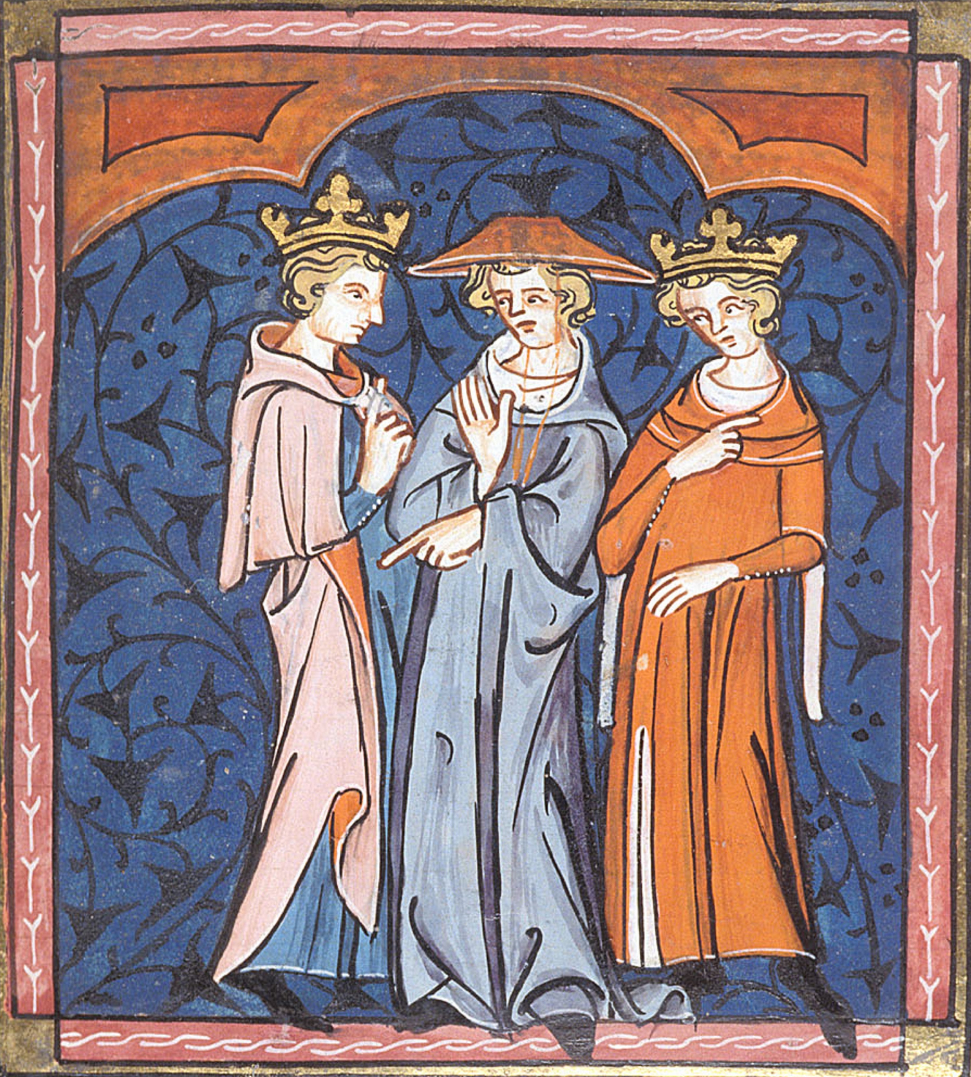 Peter of Capua mediating between Philip Augustus and Richard I of England, Chroniques de France St Denis 1332