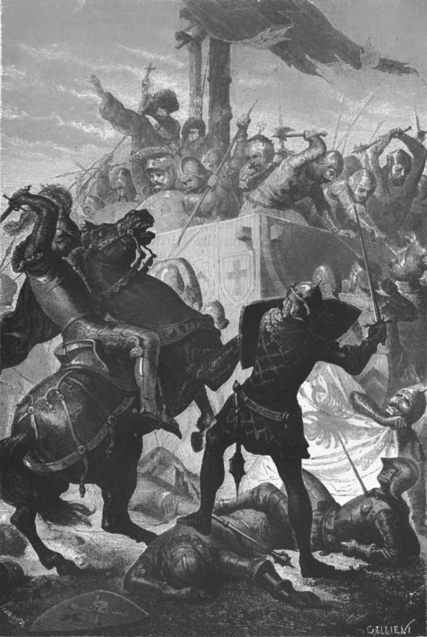 Fight for the flag wagon in the battle of Cortenuova