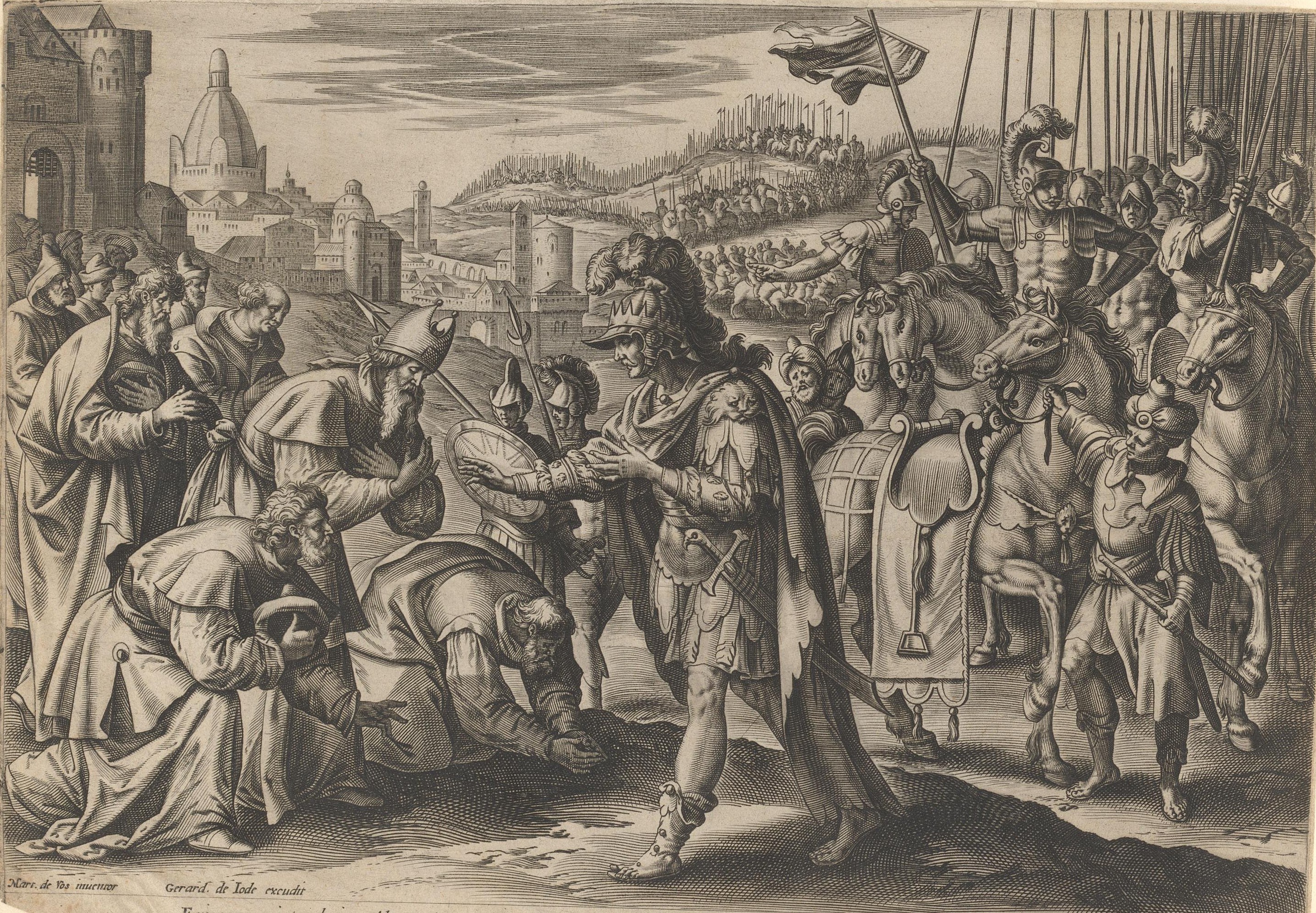 Alexander the Great is greeted in Jerusalem by the high priests anonymous