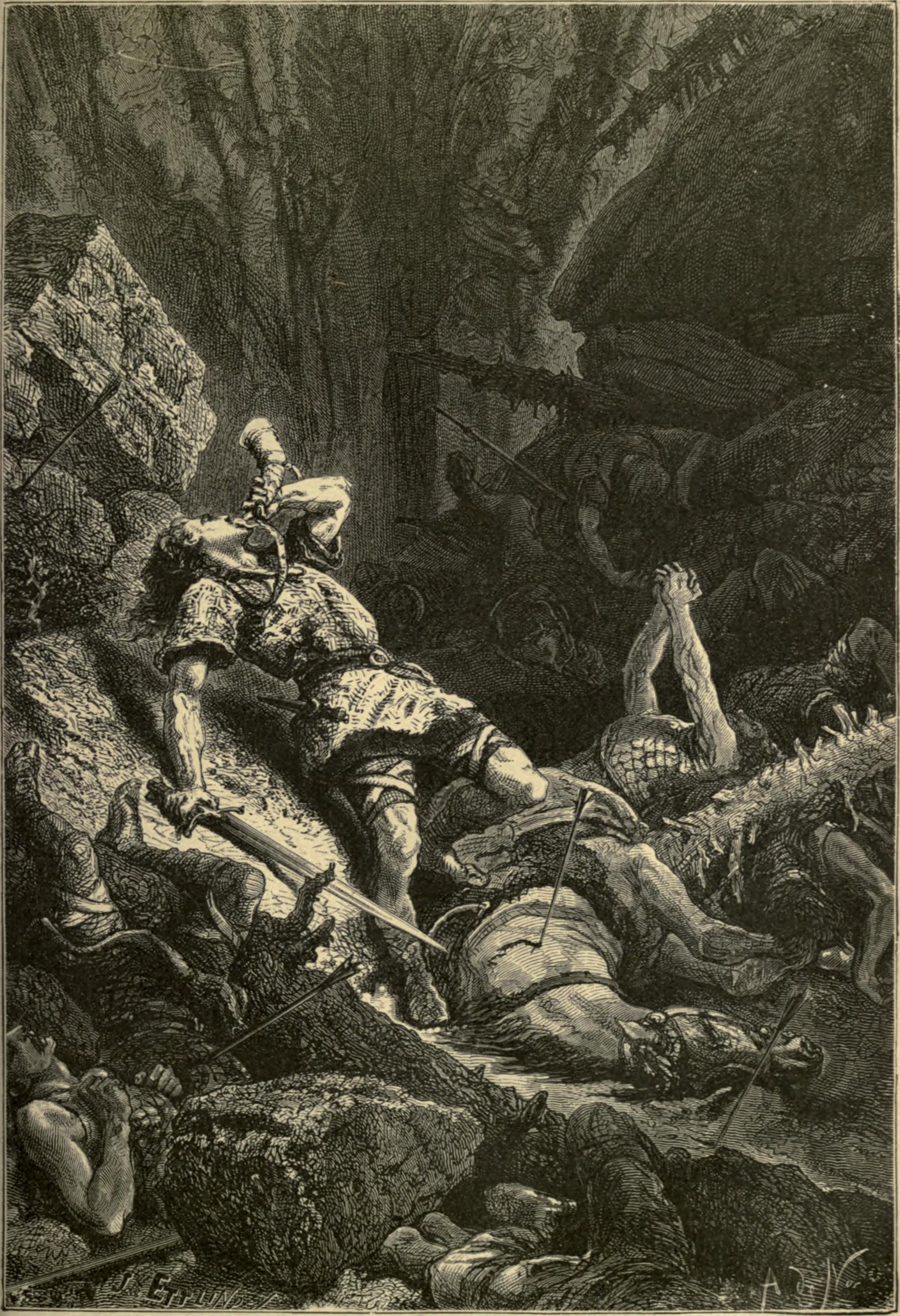 The death of Roland during the Battle of Roncevaux