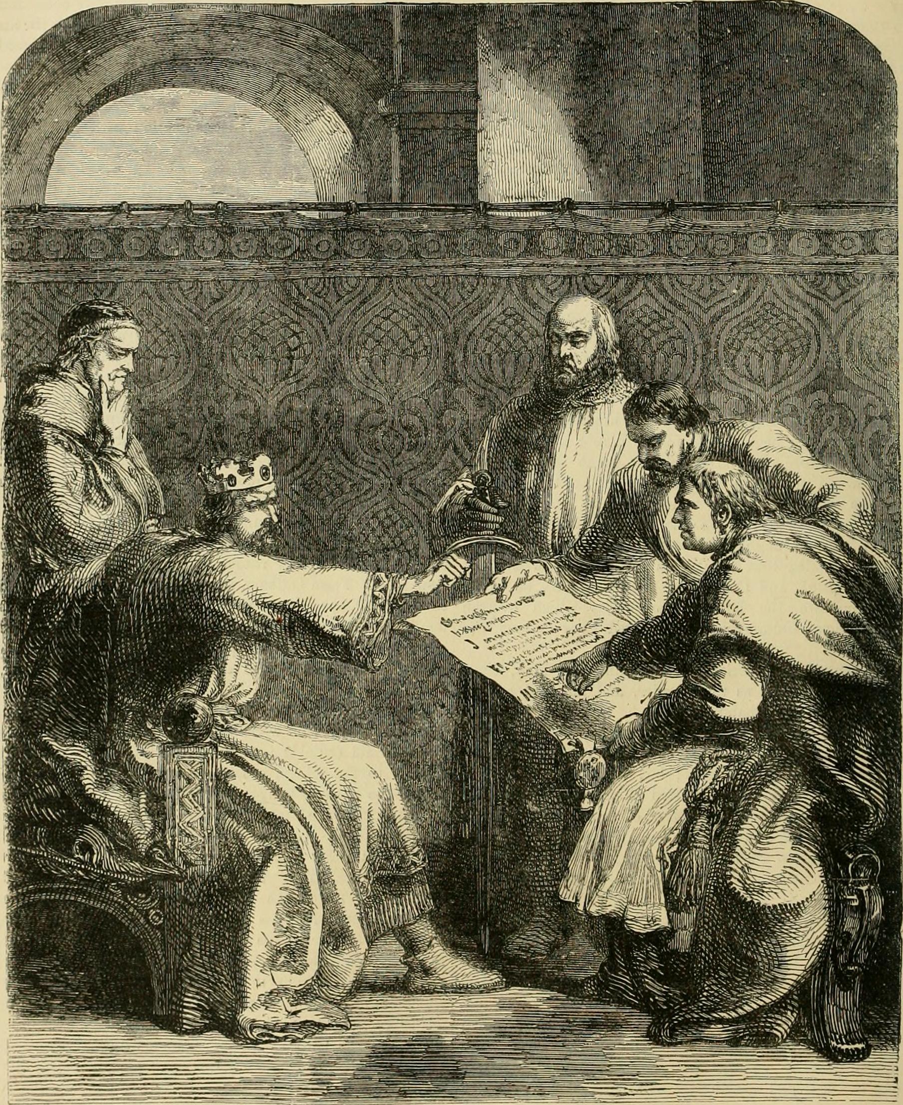John refusing to sign the Magna Carta when first presented to him