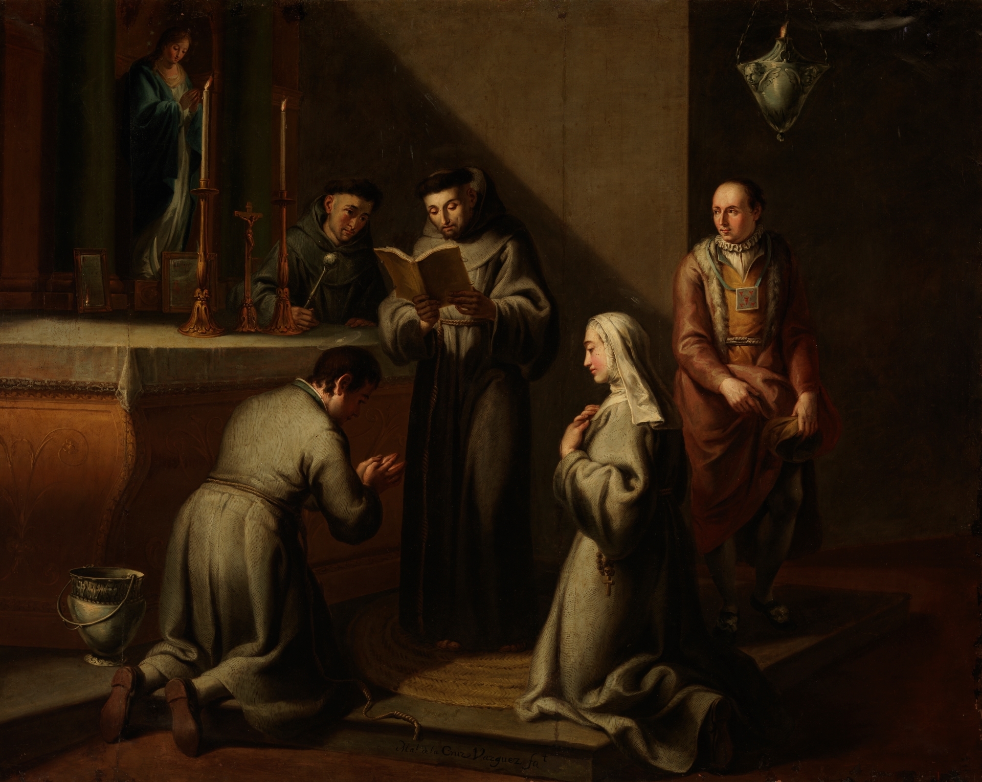 Saint Francis imposes the habit of the Third Order on Luquerio and Buenadonna