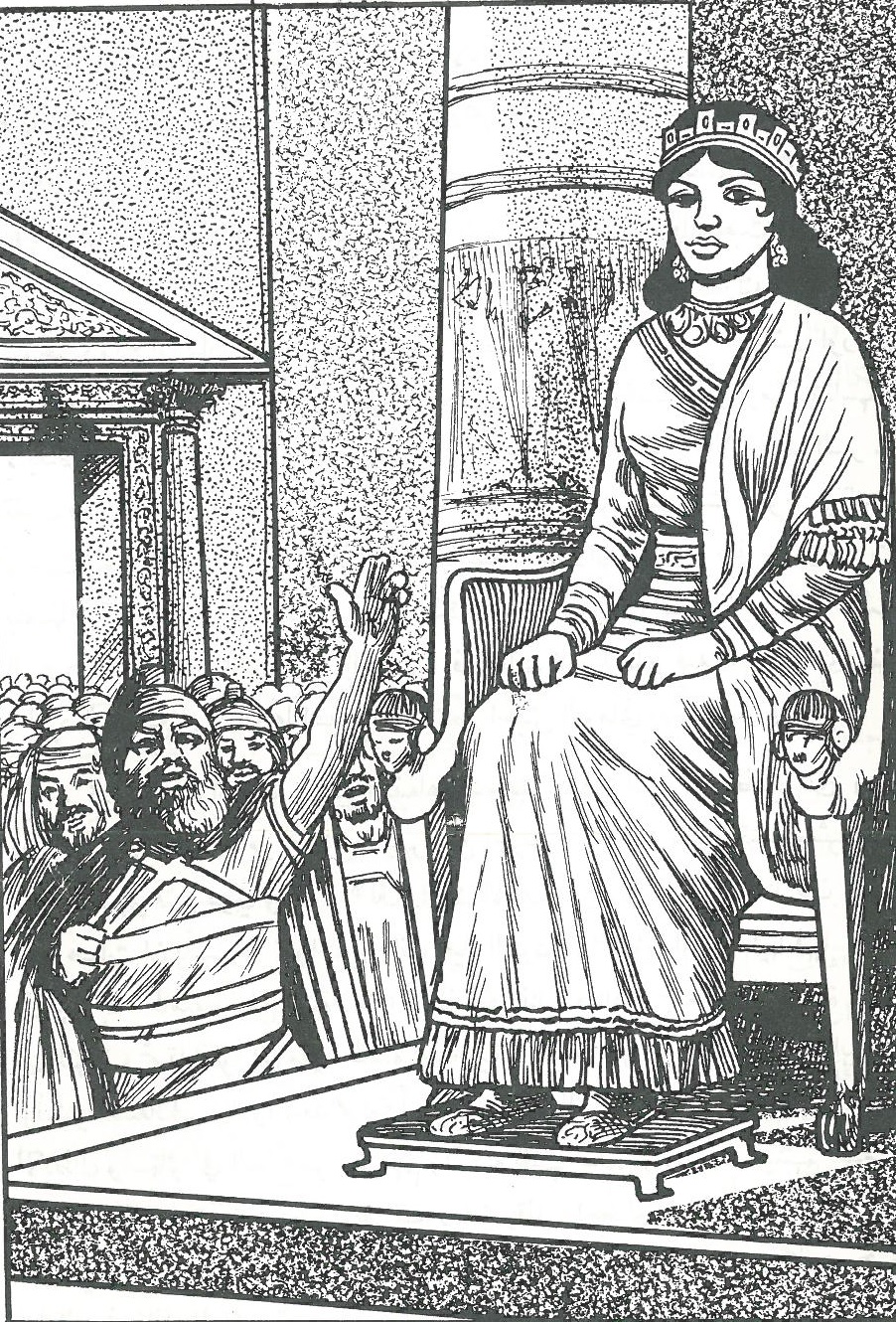 Zenobia, Queen mother of Palmyra, sitting on her throne